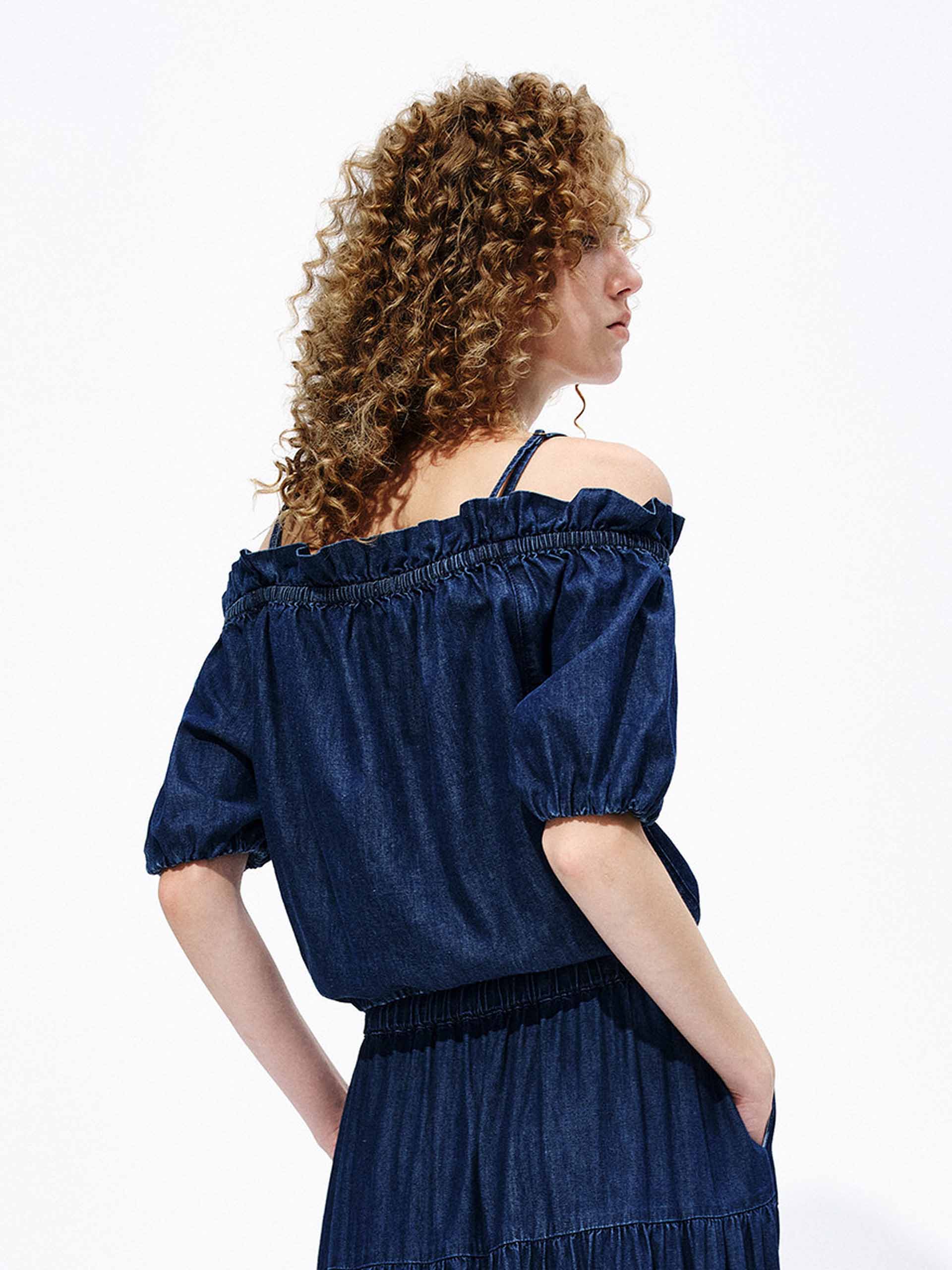 Off Shoulder Denim Top - Image 3