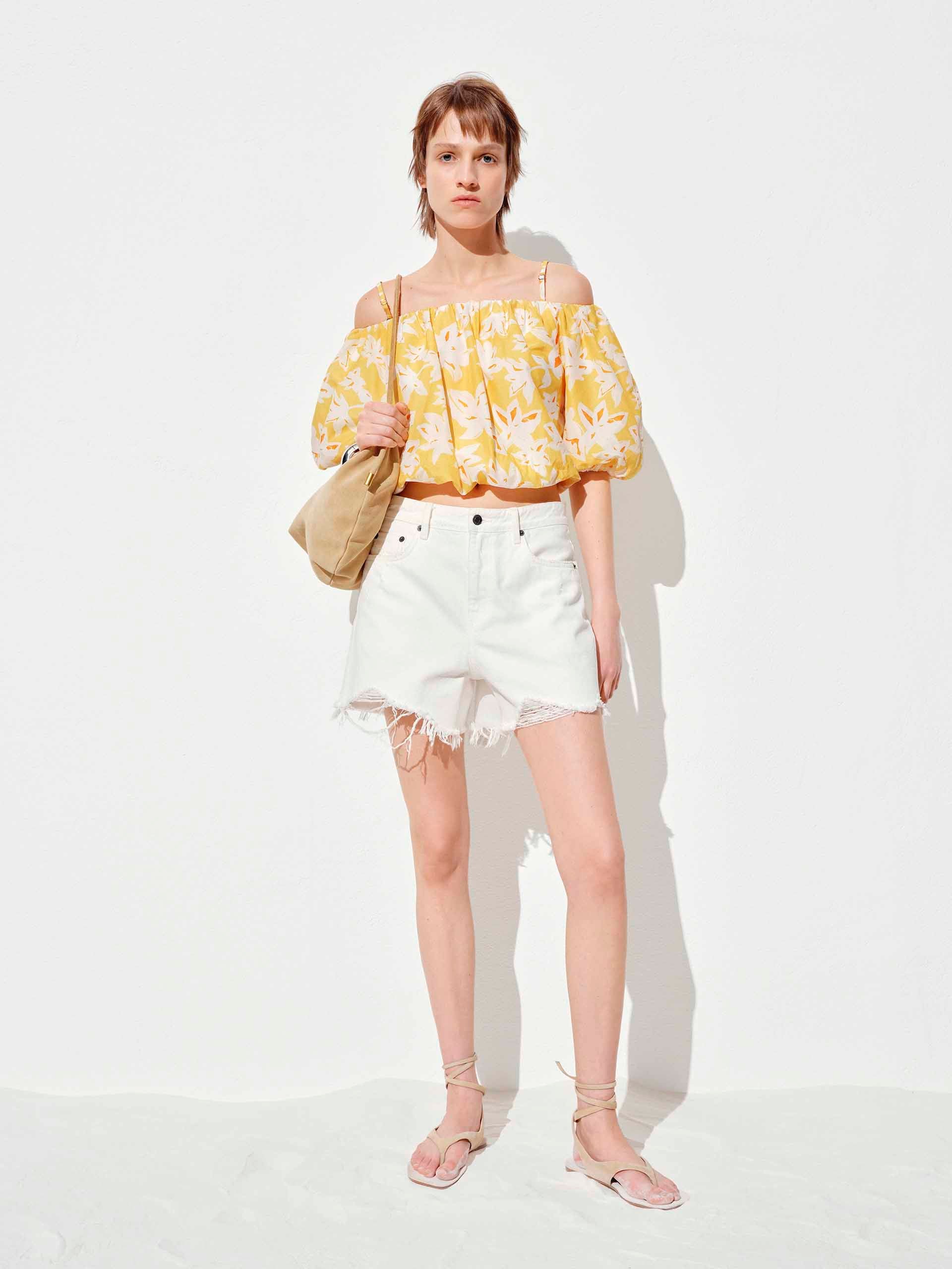 Off-shoulder Flower Print Top - Image 2