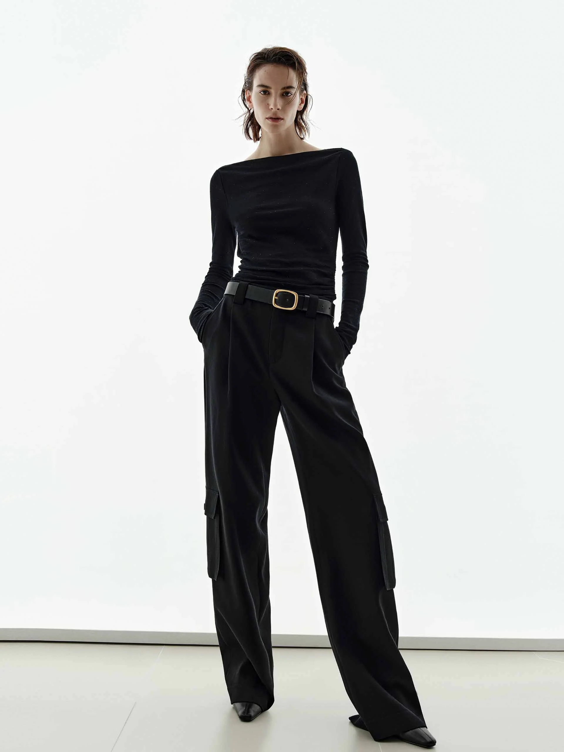 Off-shoulder Wool Blouse - Image 2