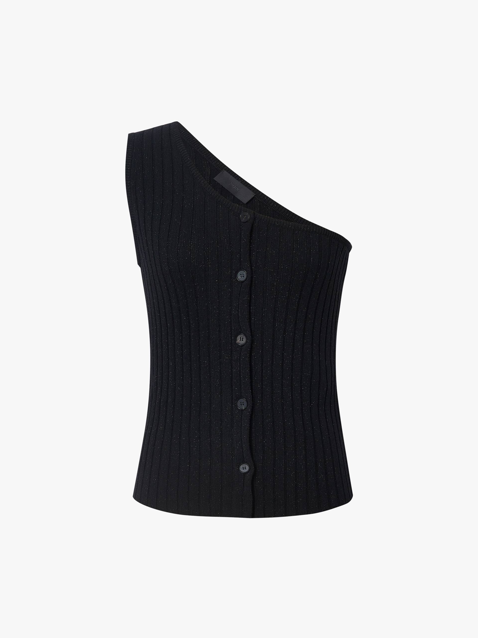 One Shoulder Button Knit Top - Image 5