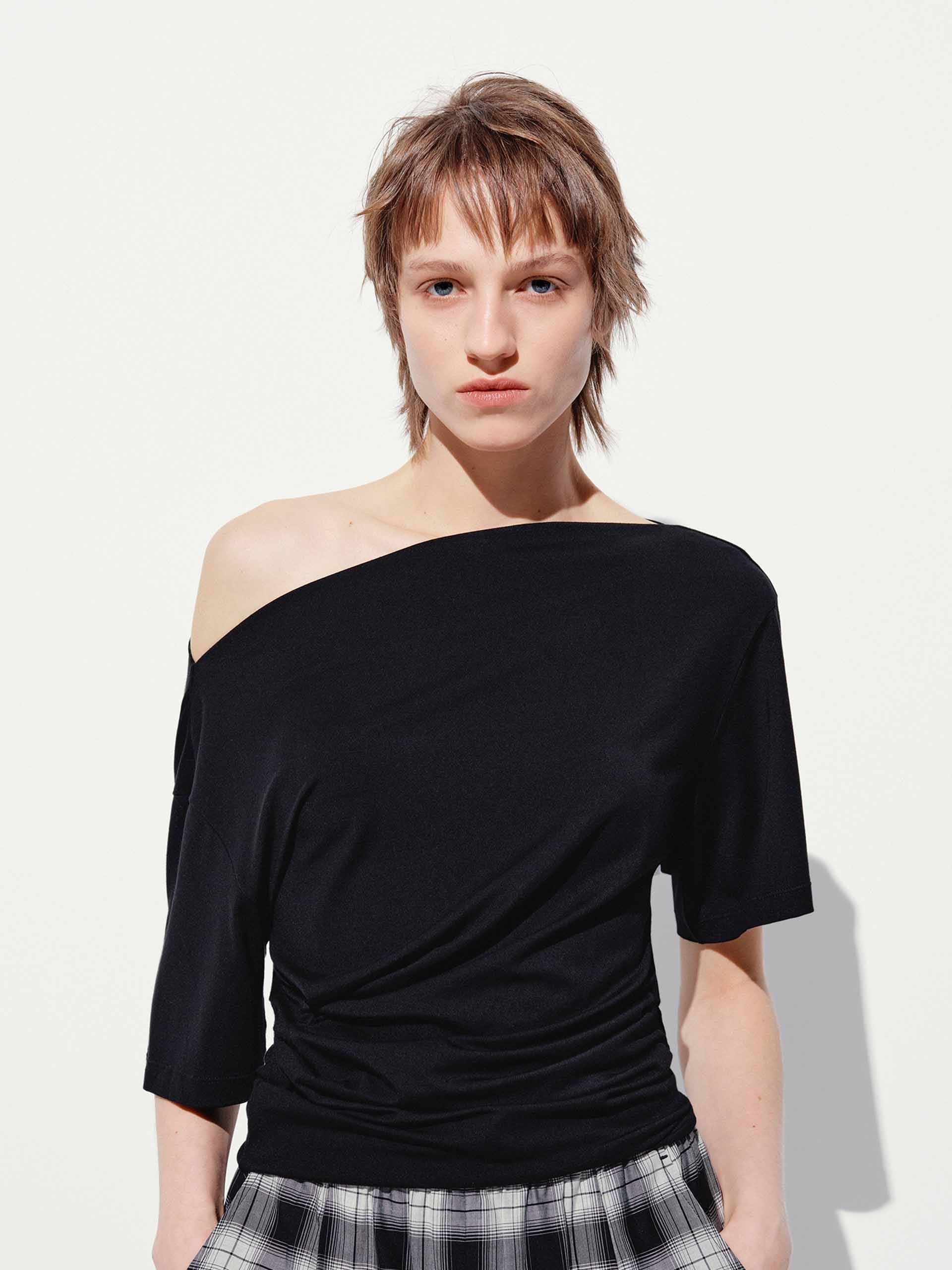 One Shoulder Short Length Blouse