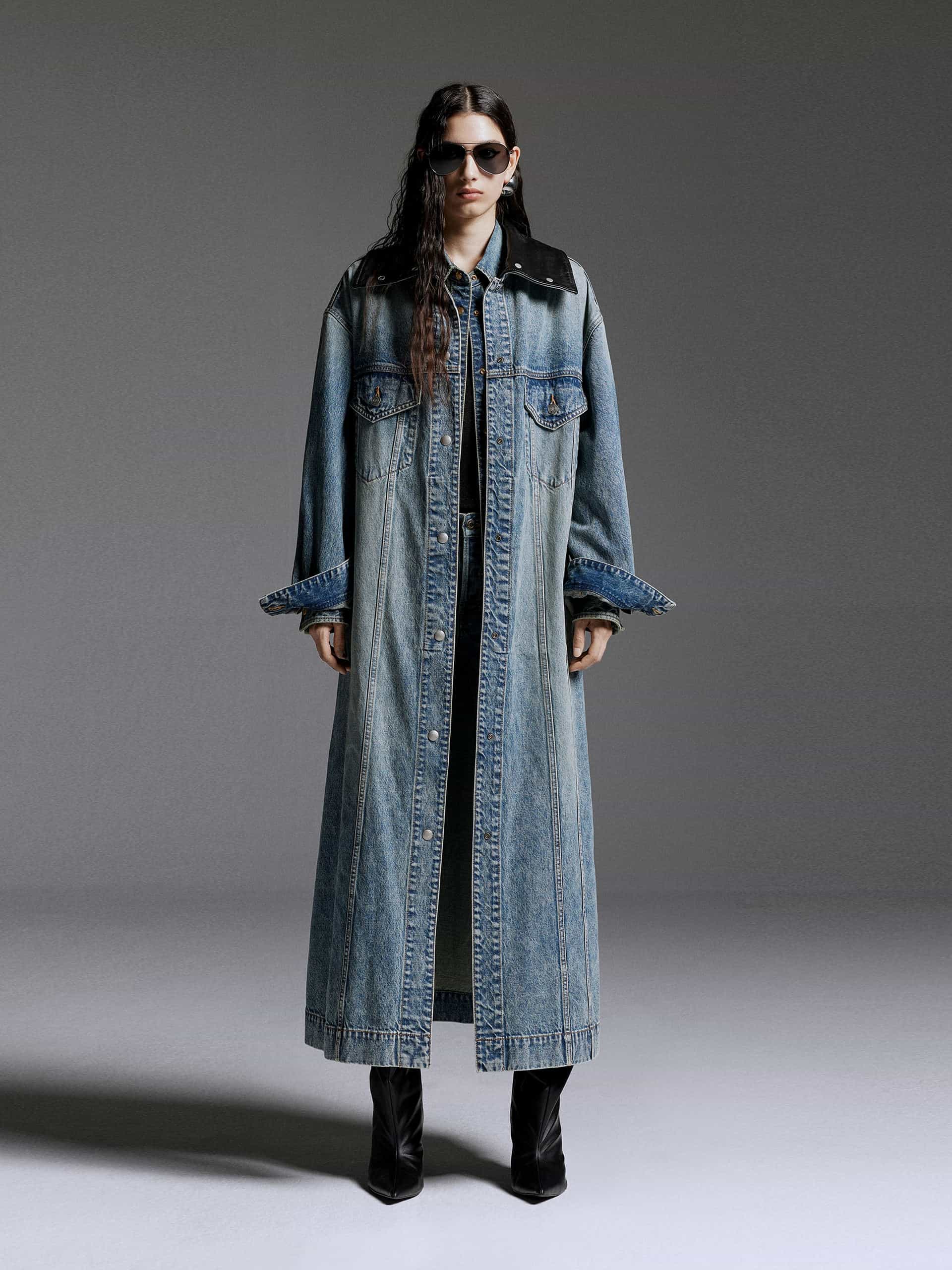 Oversized Longline Denim Coat - Image 2