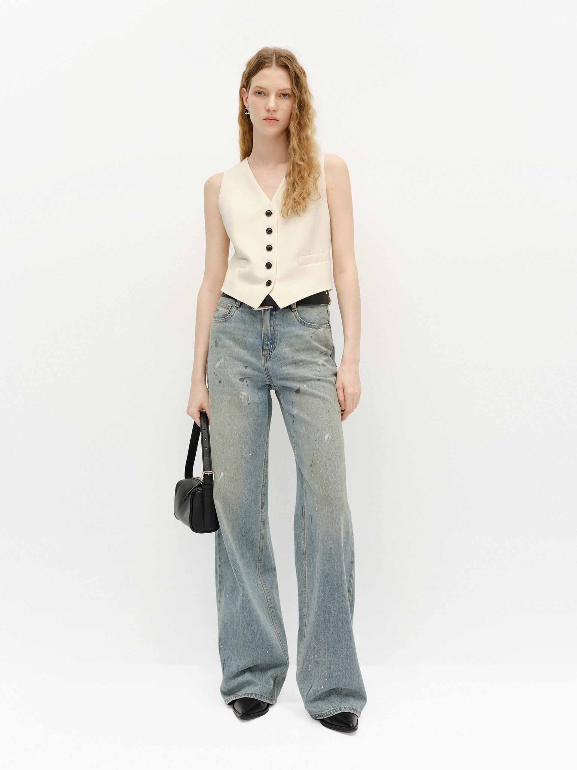 Paint Detail Straight Jeans - Image 2
