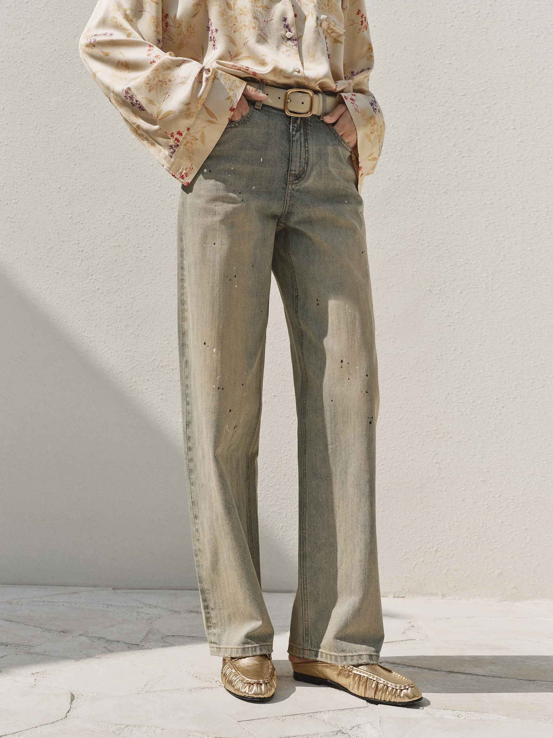 Paint Splatter Straight Leg Jeans