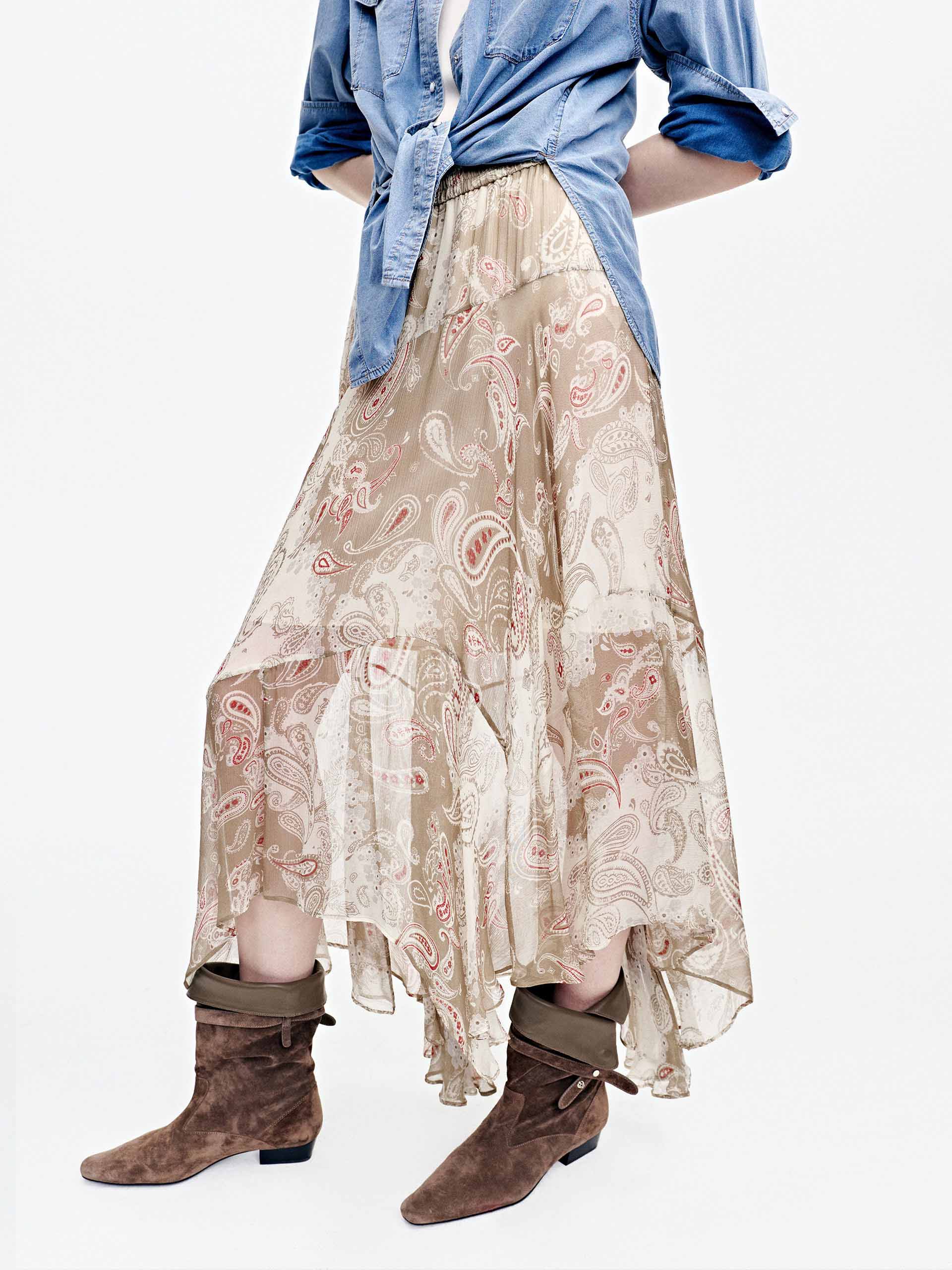 Paisley Asymmetric Midi Skirt - Image 3