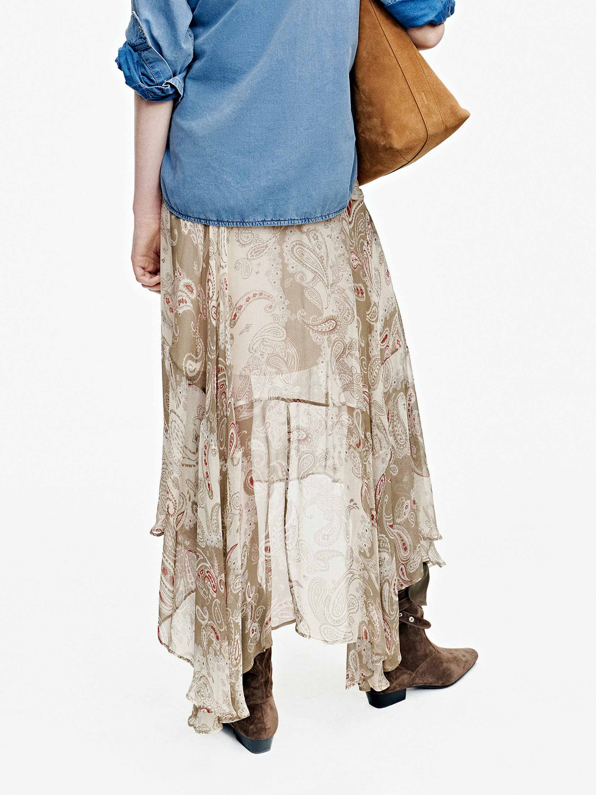 Paisley Asymmetric Midi Skirt - Image 6