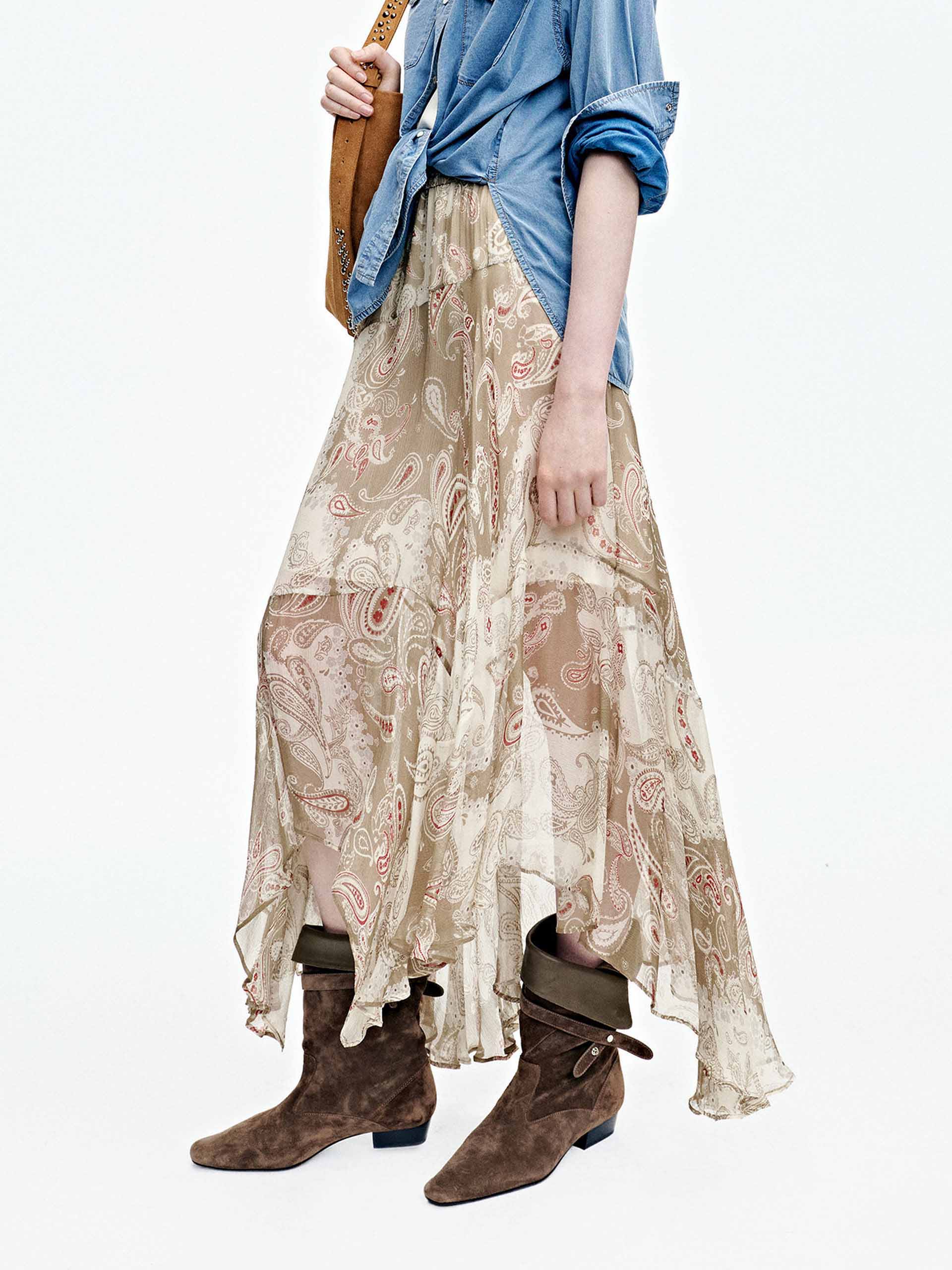 Paisley Asymmetric Midi Skirt - Image 7