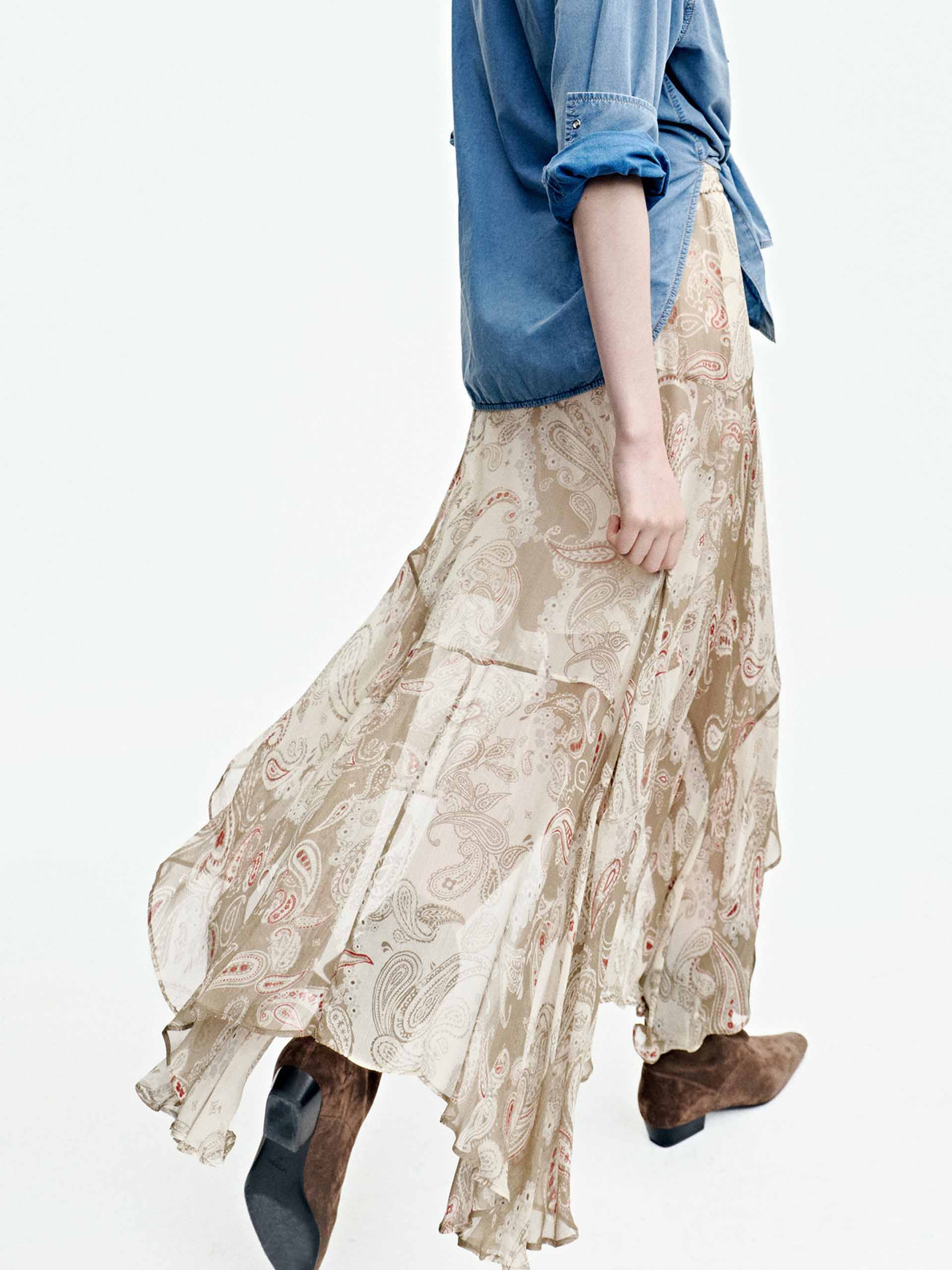 Paisley Asymmetric Midi Skirt - Image 8