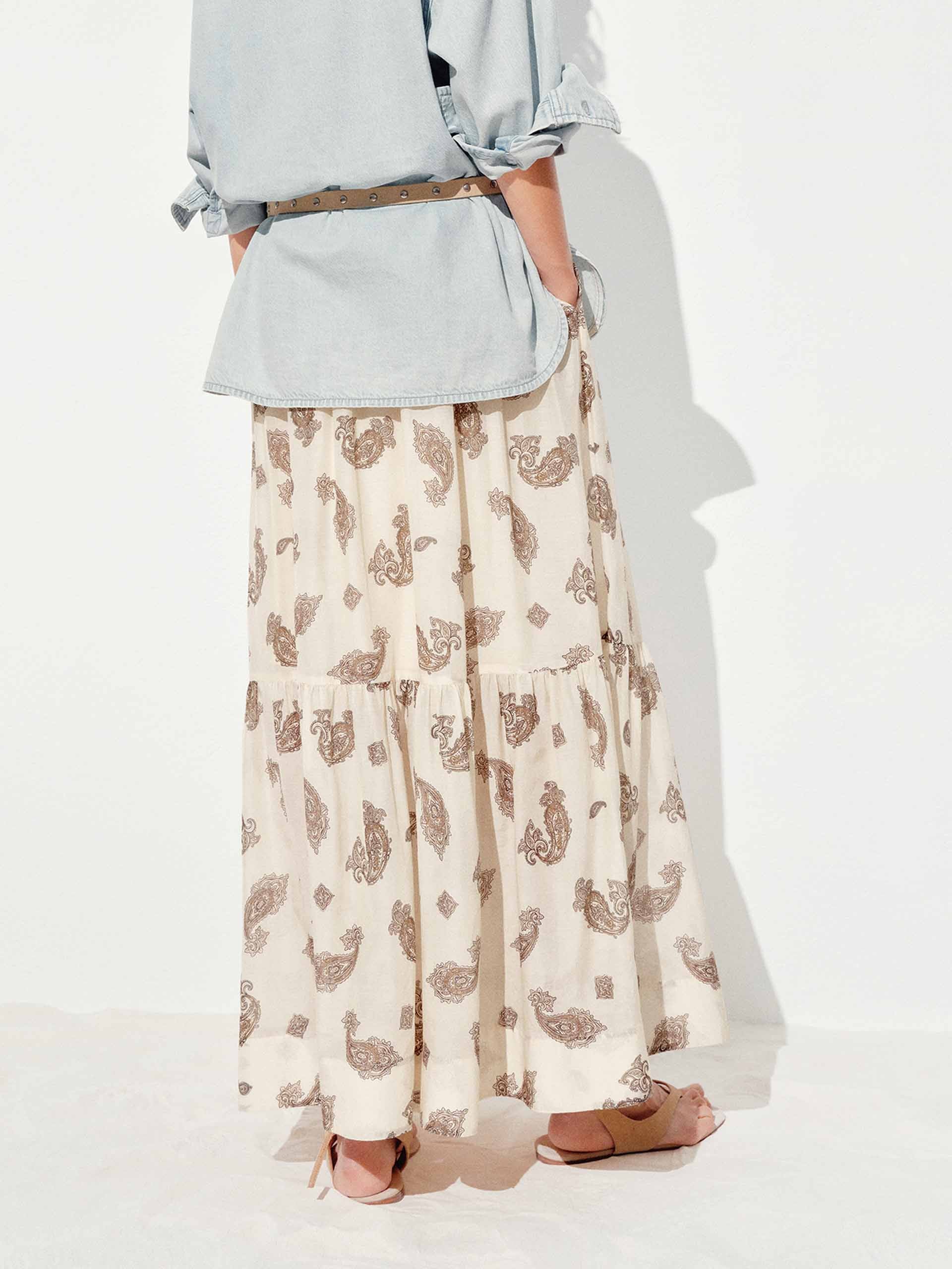 Paisley Pattern Tiered Skirt - Image 6