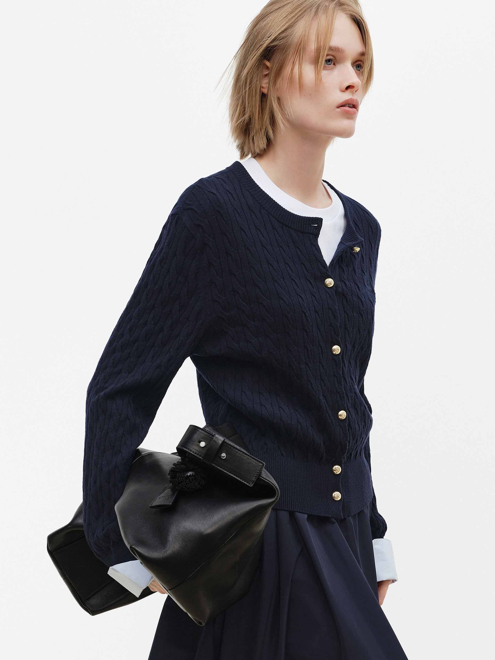 Paneled Cuff Knit Cardigan - Image 3