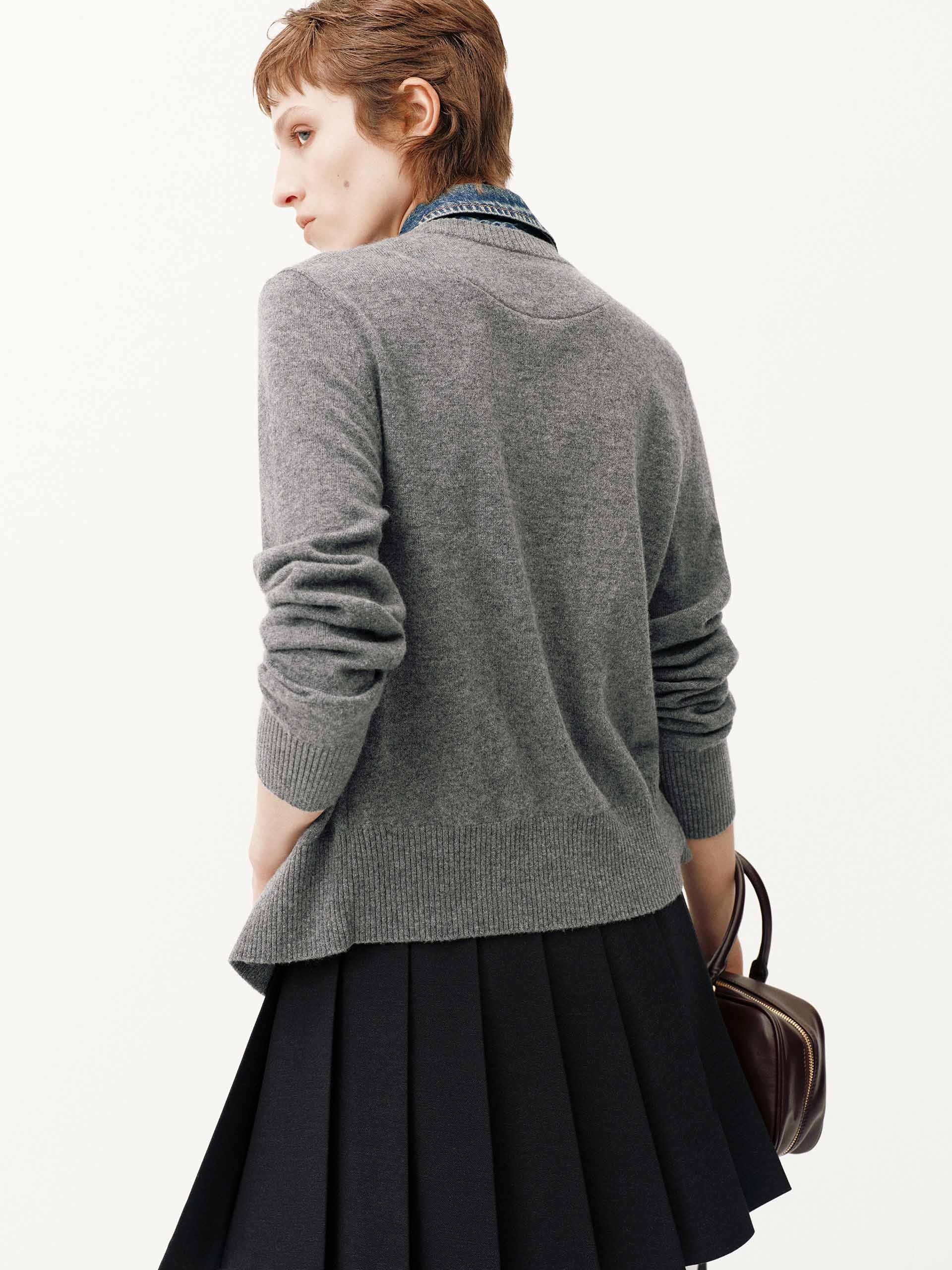 Paneled Denim Wool Cardigan - Image 12