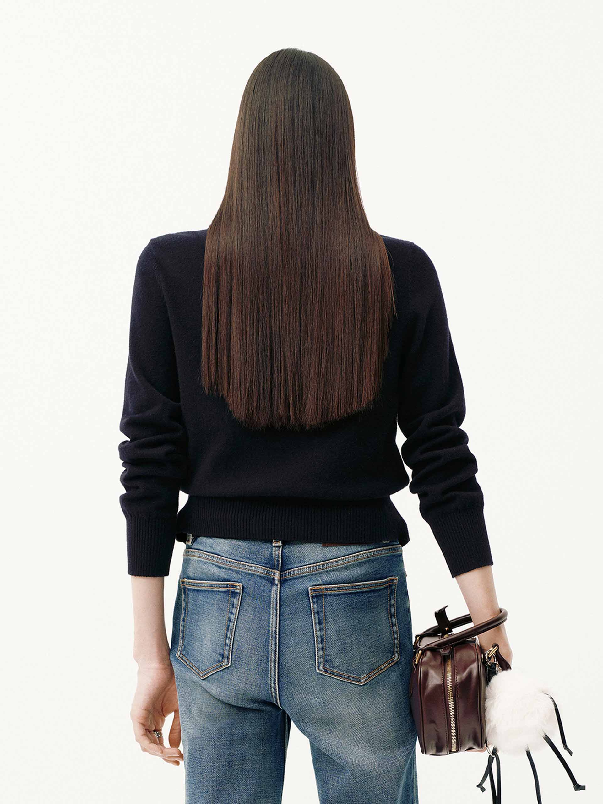 Paneled Denim Wool Cardigan - Image 6