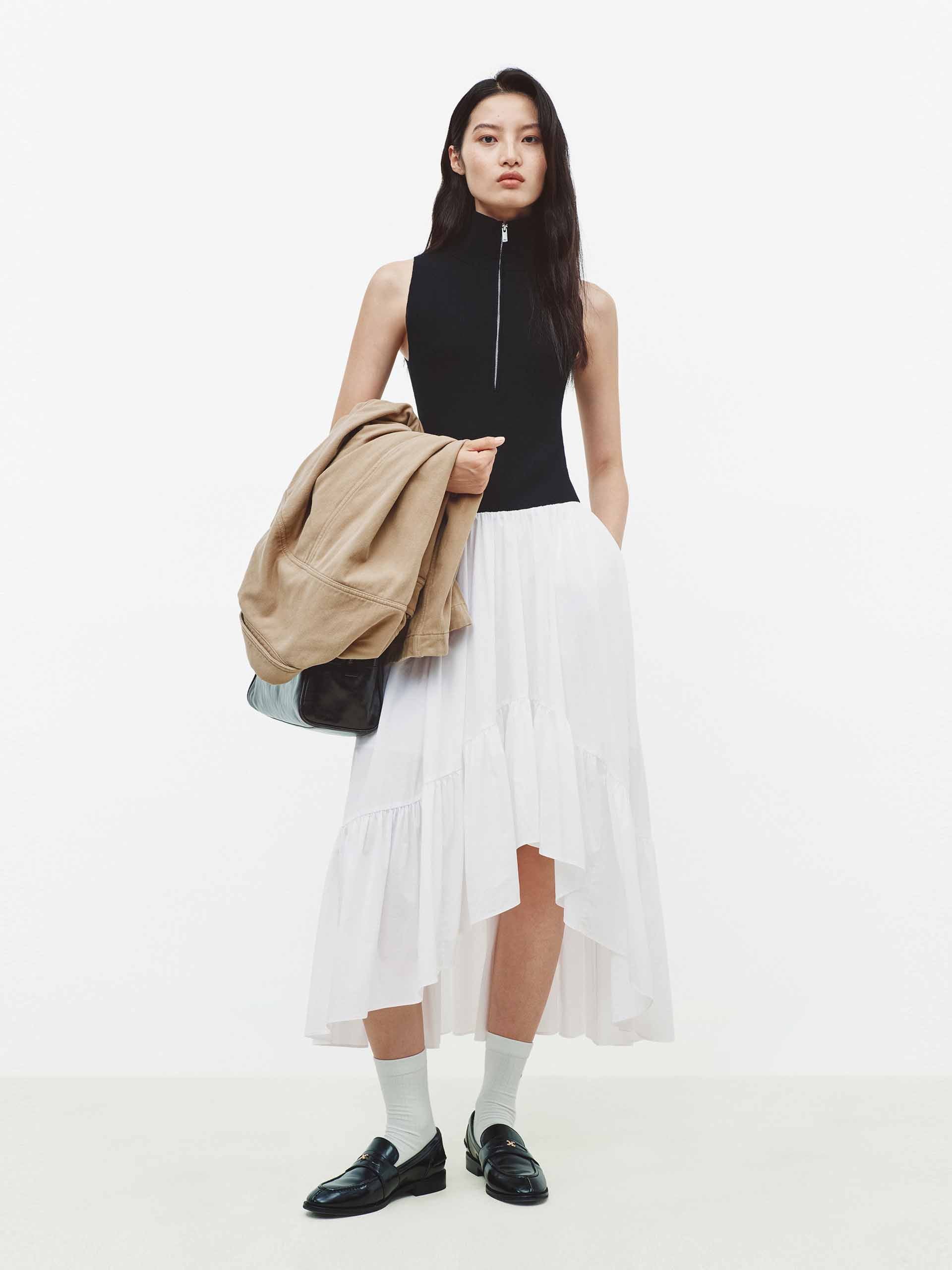 Paneled Detail Midi Dress