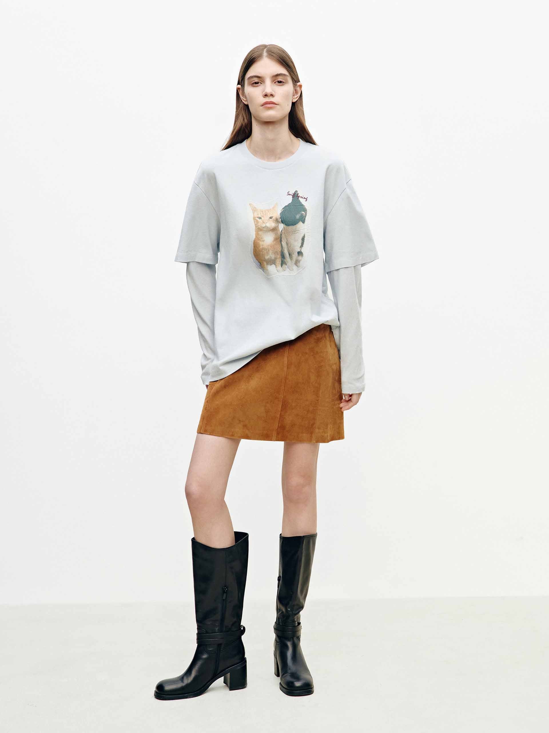 Paneled Sleeves Printed T-shirt - Image 2