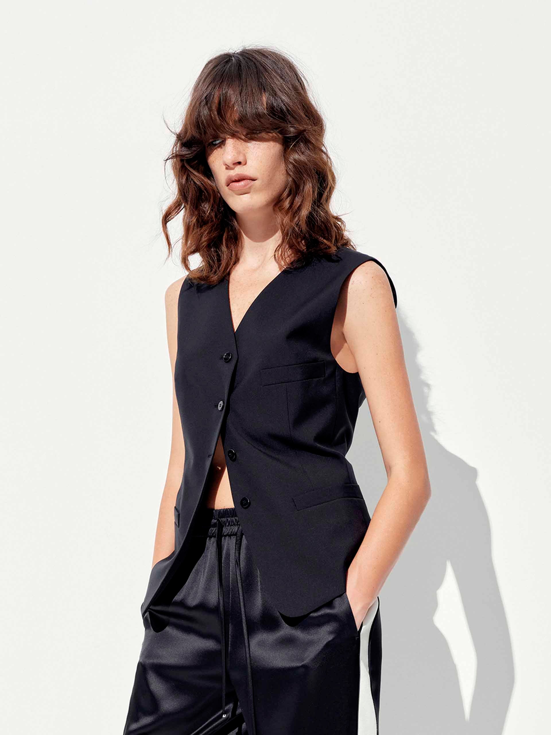 Paneled V-neck Waistcoat - Image 7