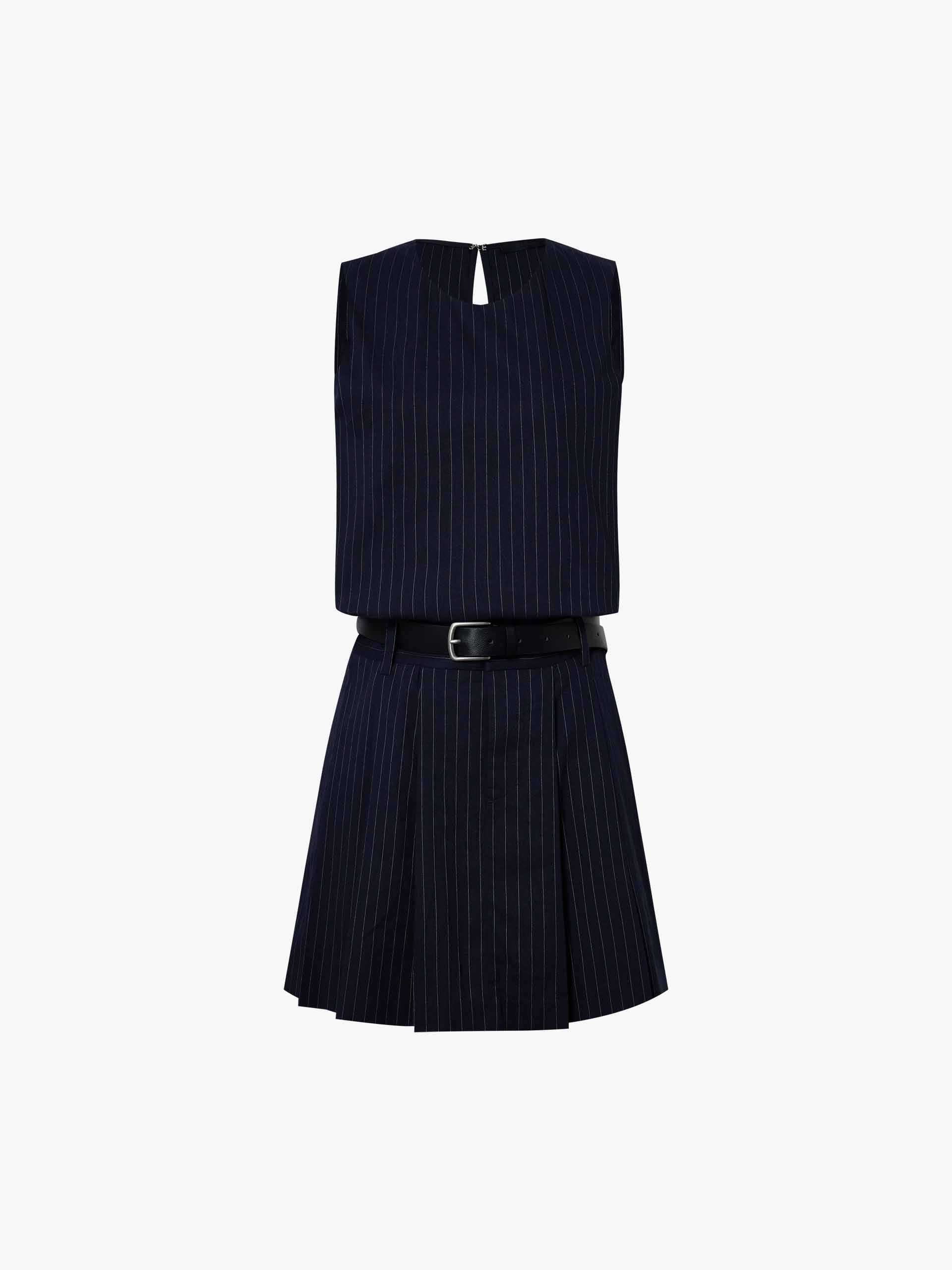 Pinstripe Mini Dress with Belt - Image 5