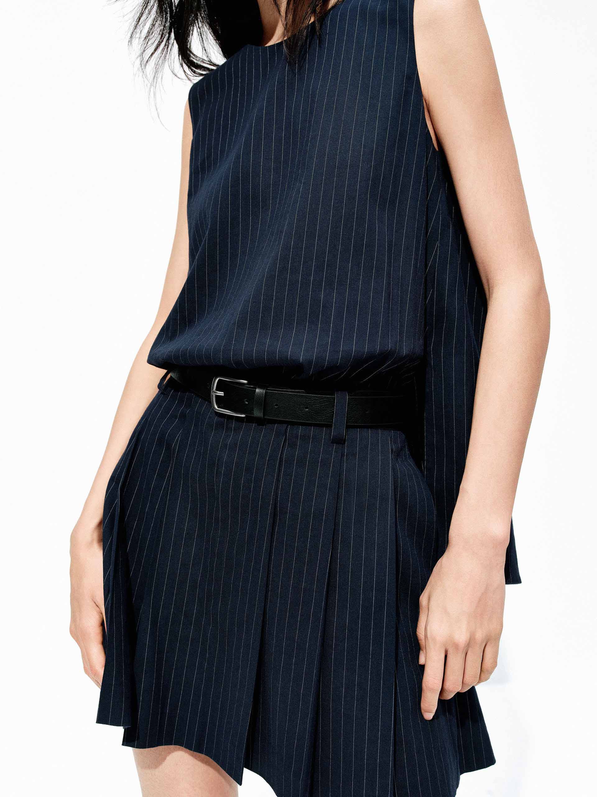 Pinstripe Mini Dress with Belt - Image 6