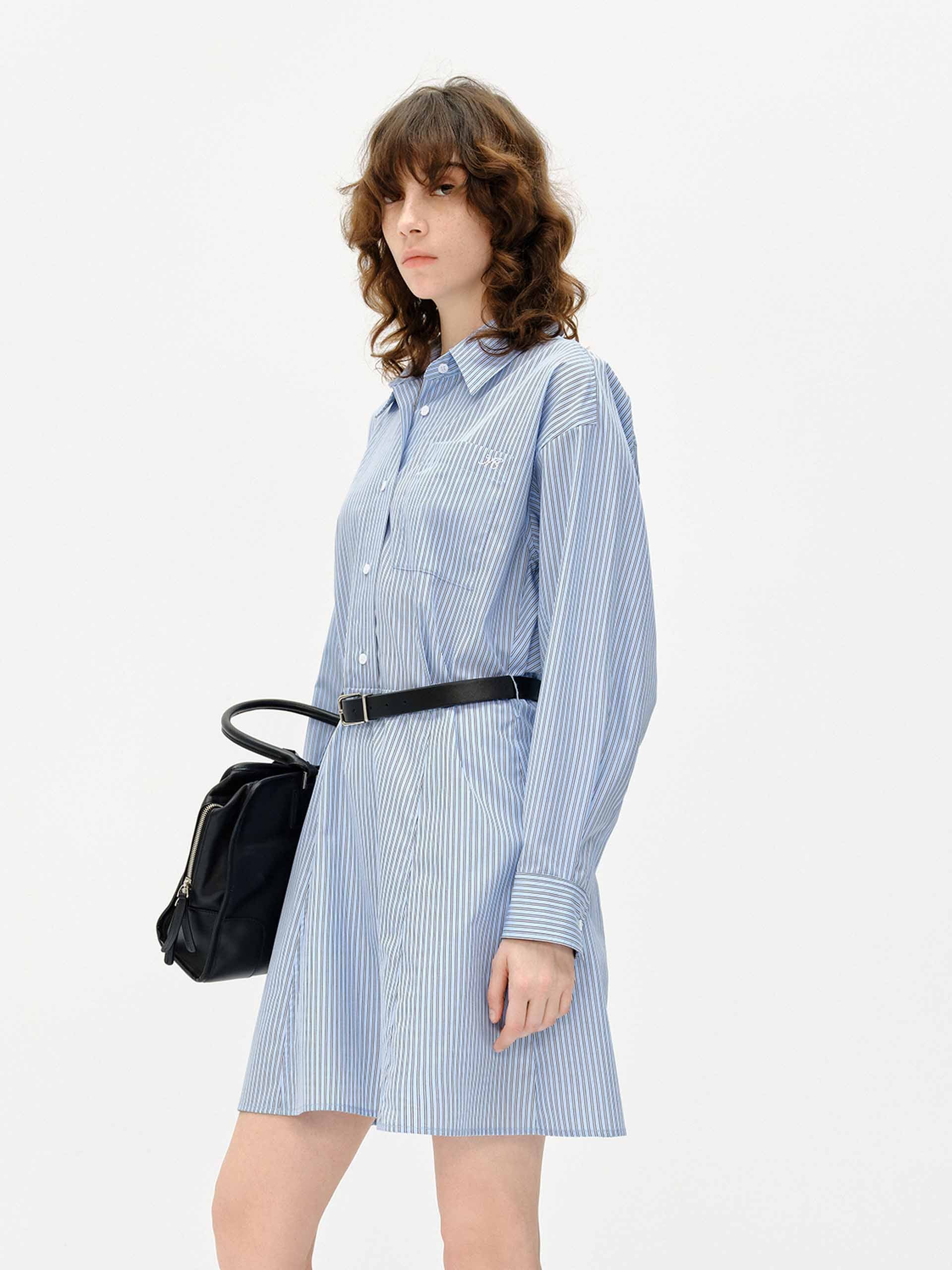 Pinstripe Shirt Dress - Image 7