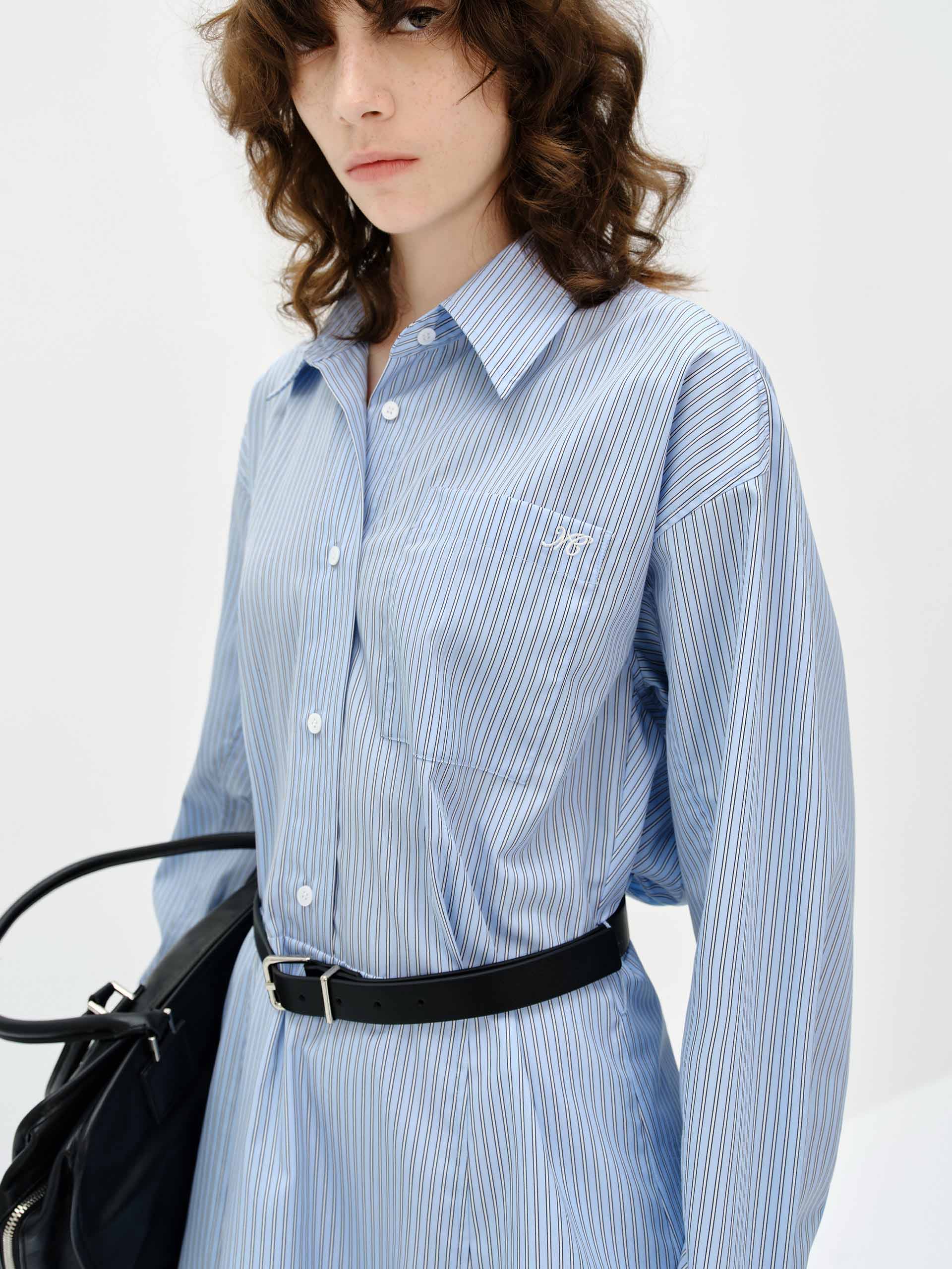 Pinstripe Shirt Dress - Image 8