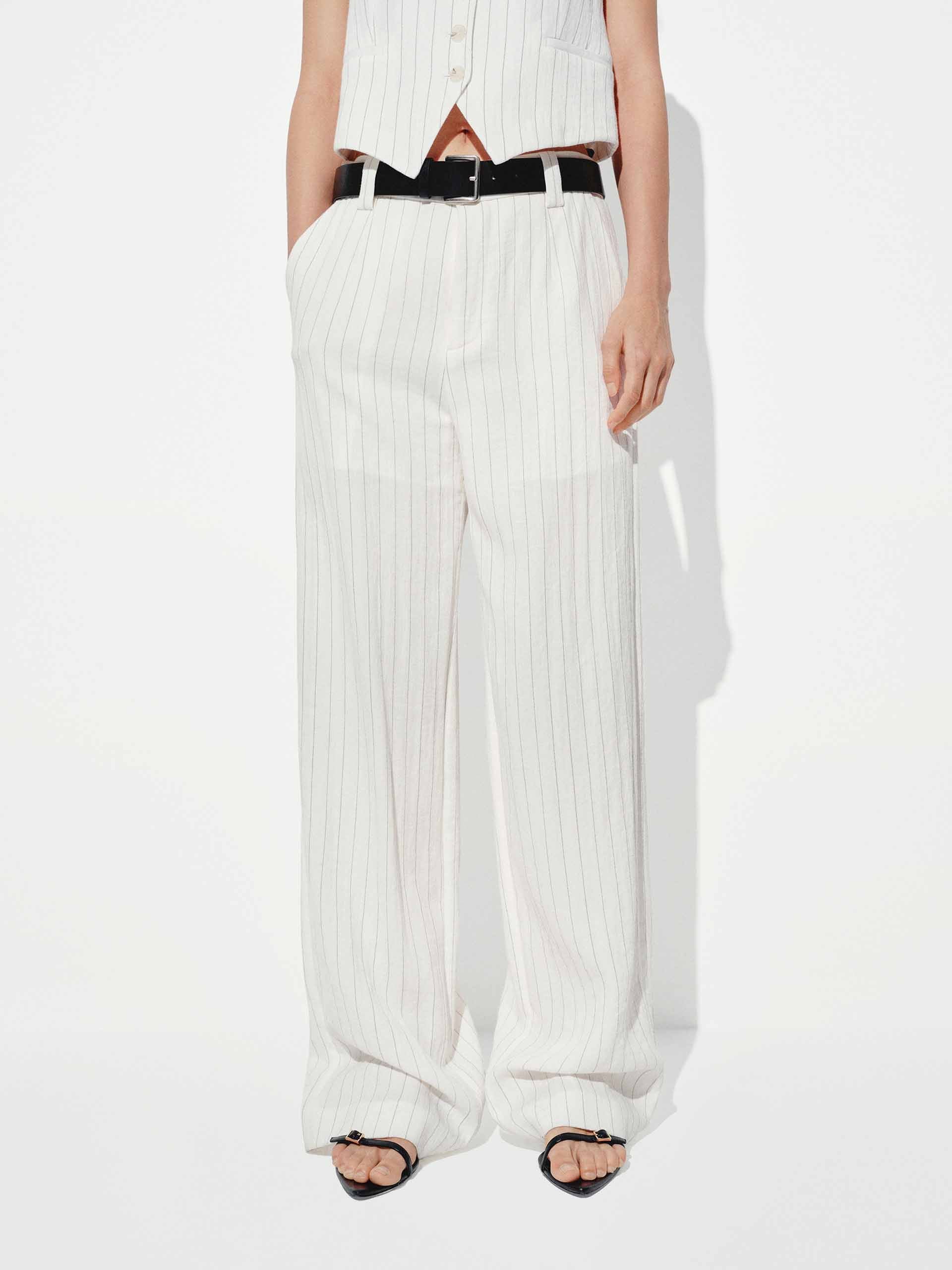 Pinstripe Straight Trousers