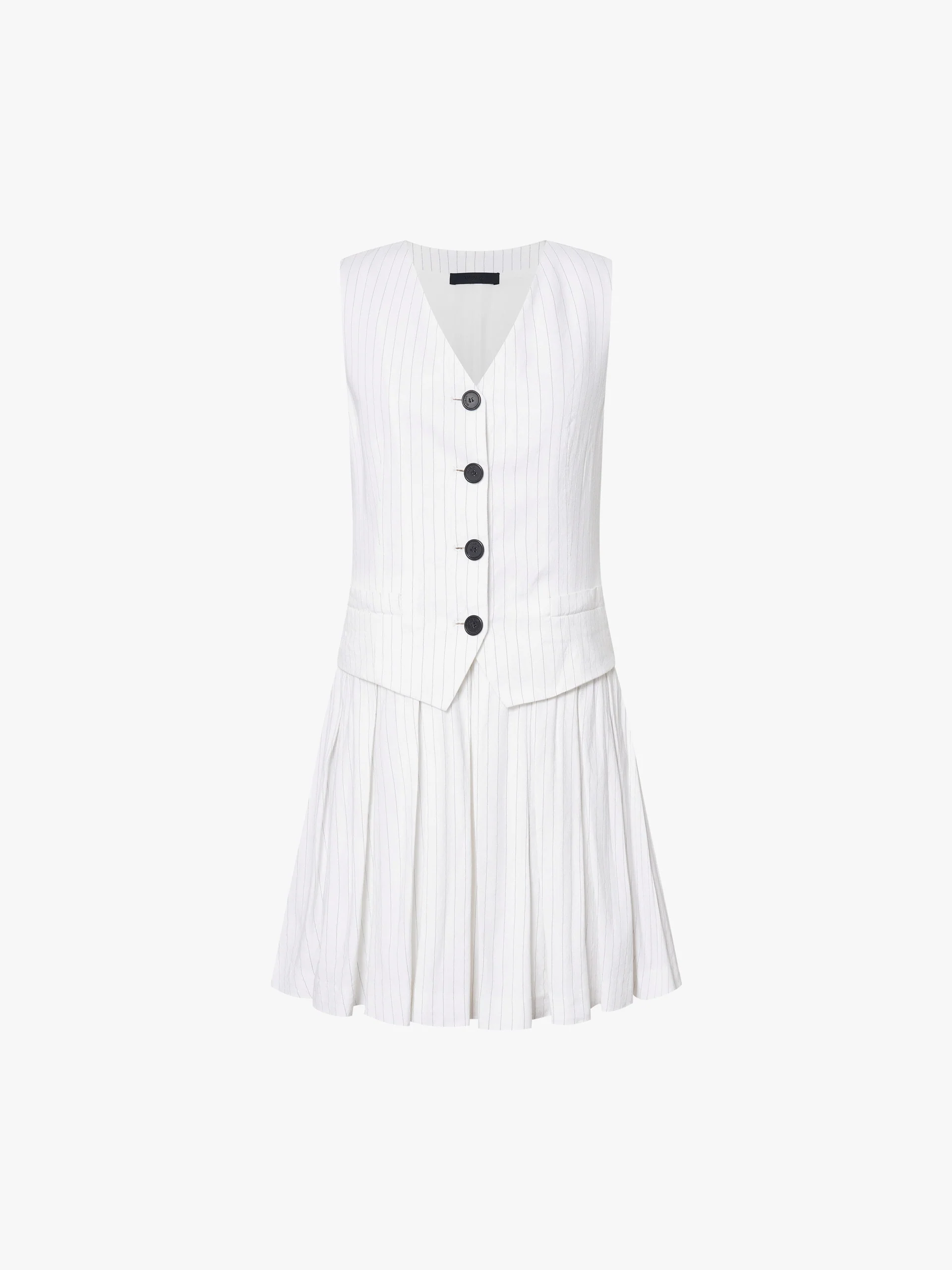 Pinstripe V-neck Mini Dress - Image 5