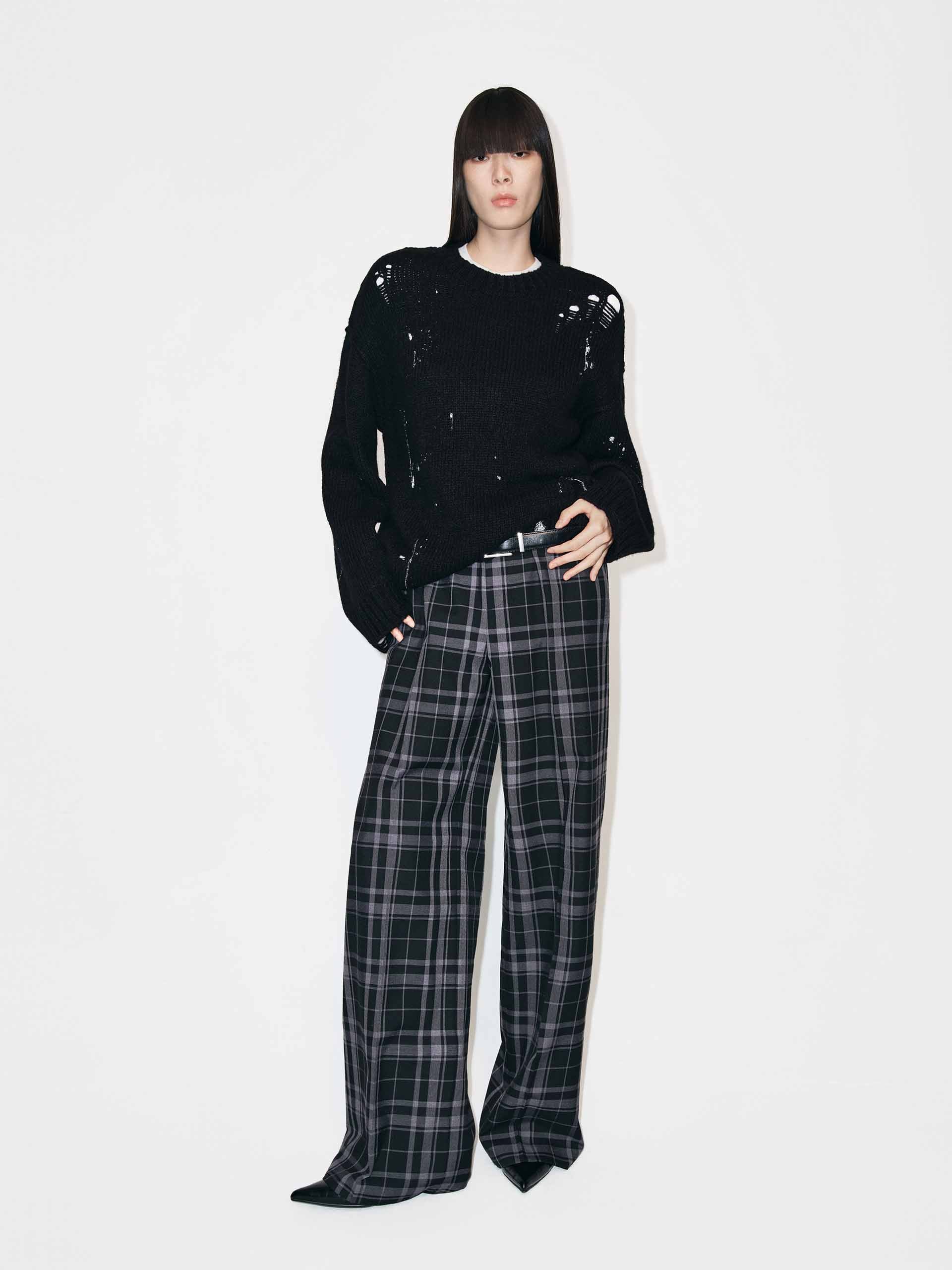 Plaid Drawstring Trousers - Image 2