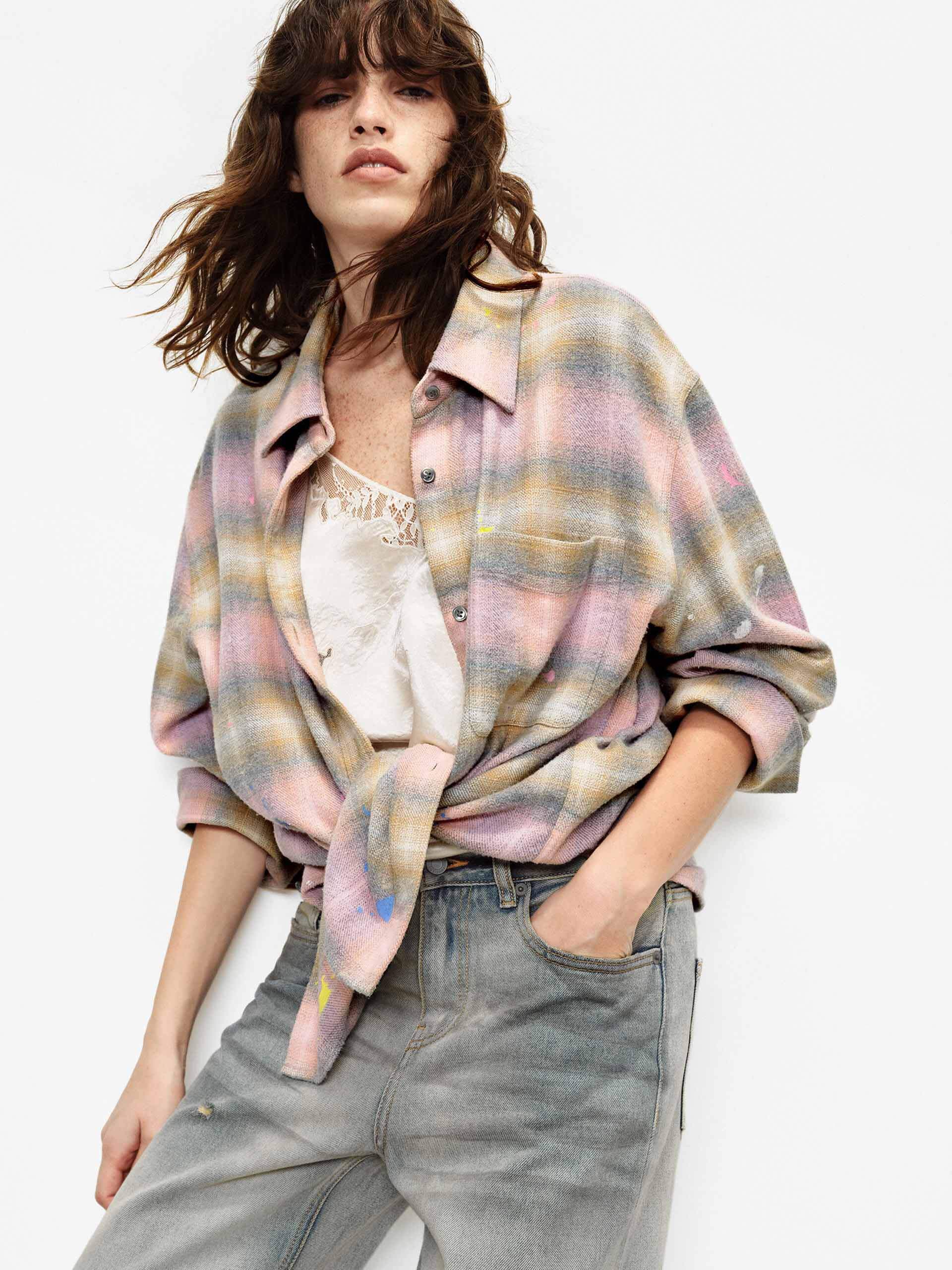 Plaid Graffiti Detail Shirt