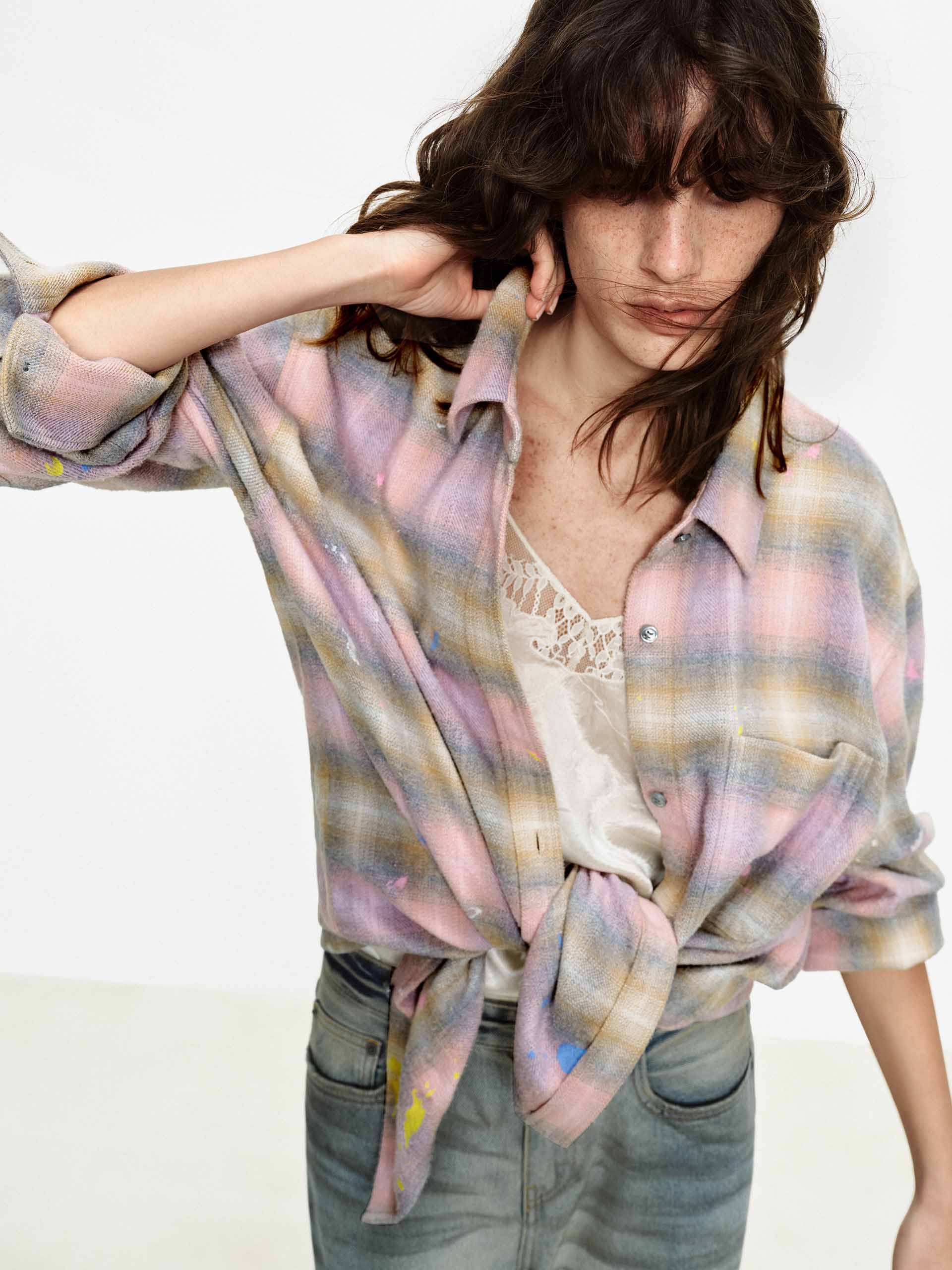 Plaid Graffiti Detail Shirt - Image 6