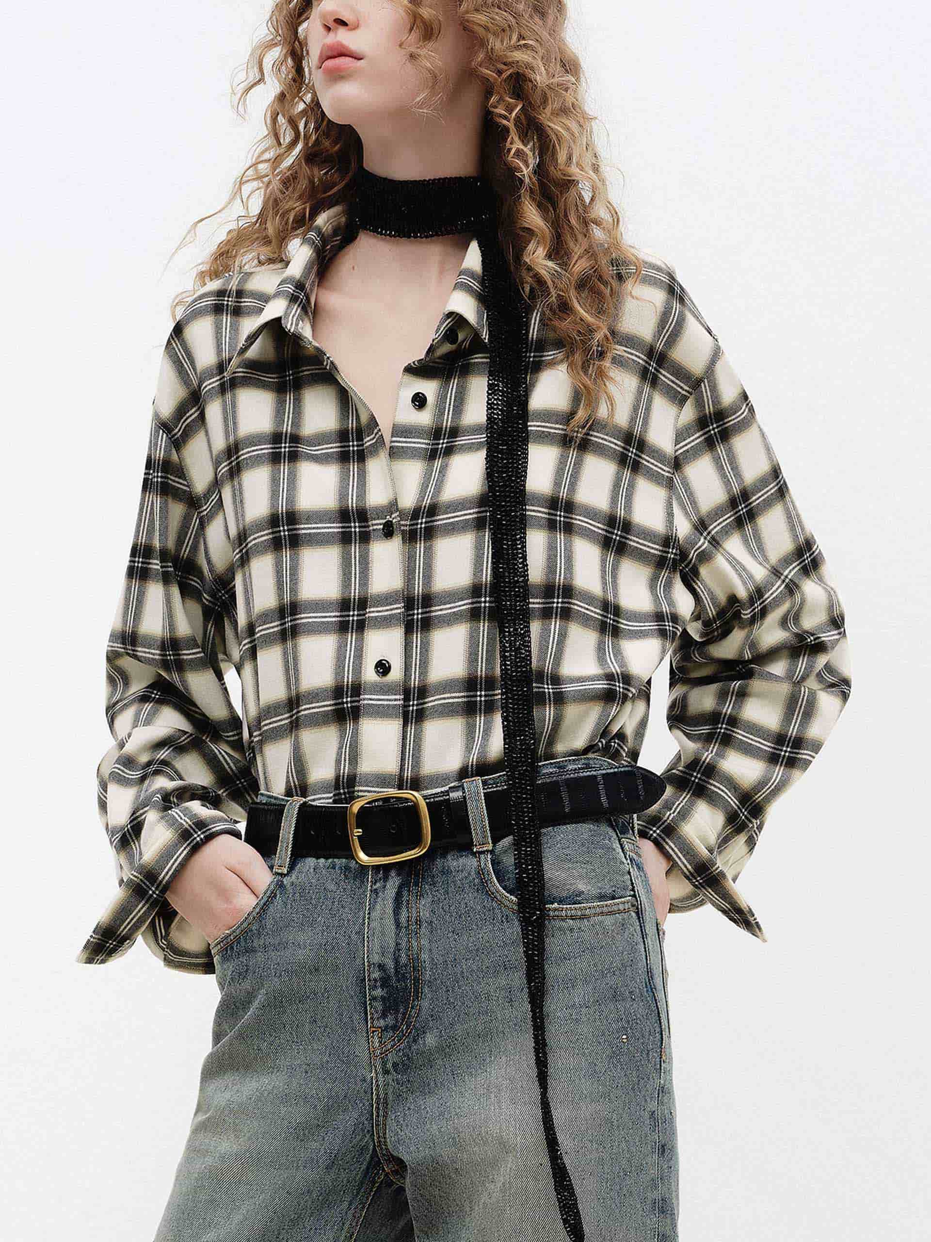 Plaid Pattern Button Shirt - Image 7