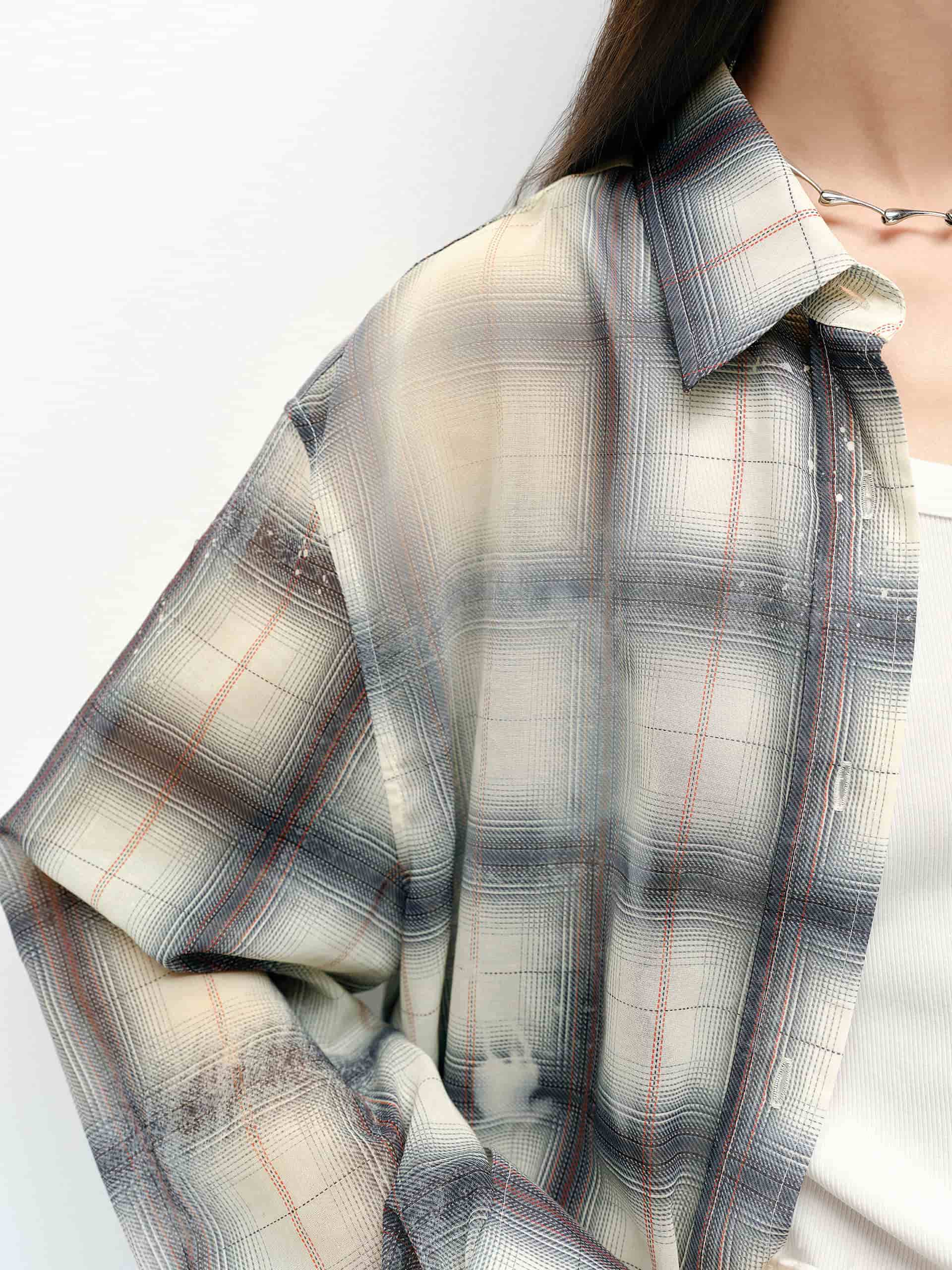 Plaid Pattern Cotton Shirt - Image 3