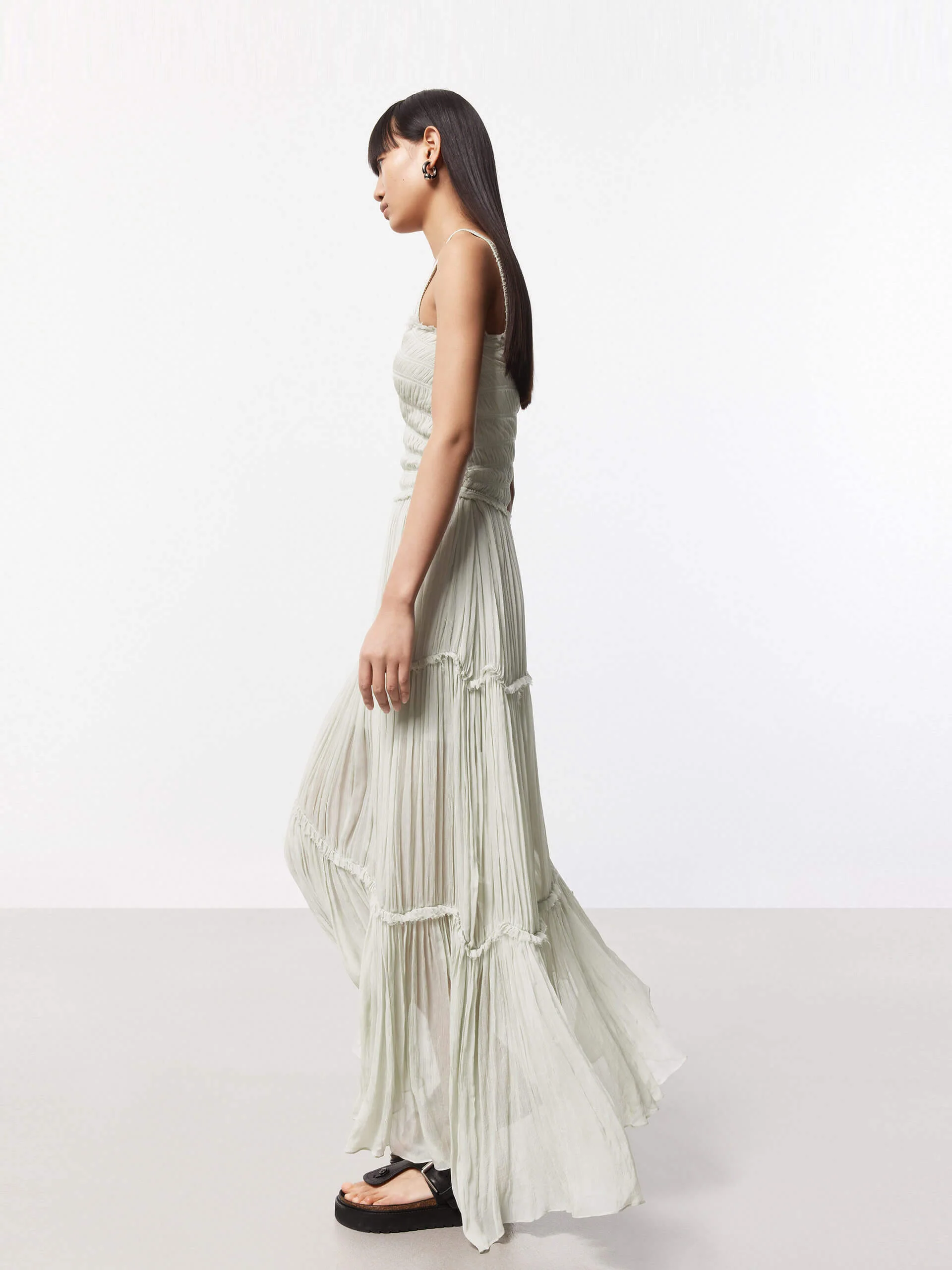Pleated Detail Chiffon Dress - Image 17