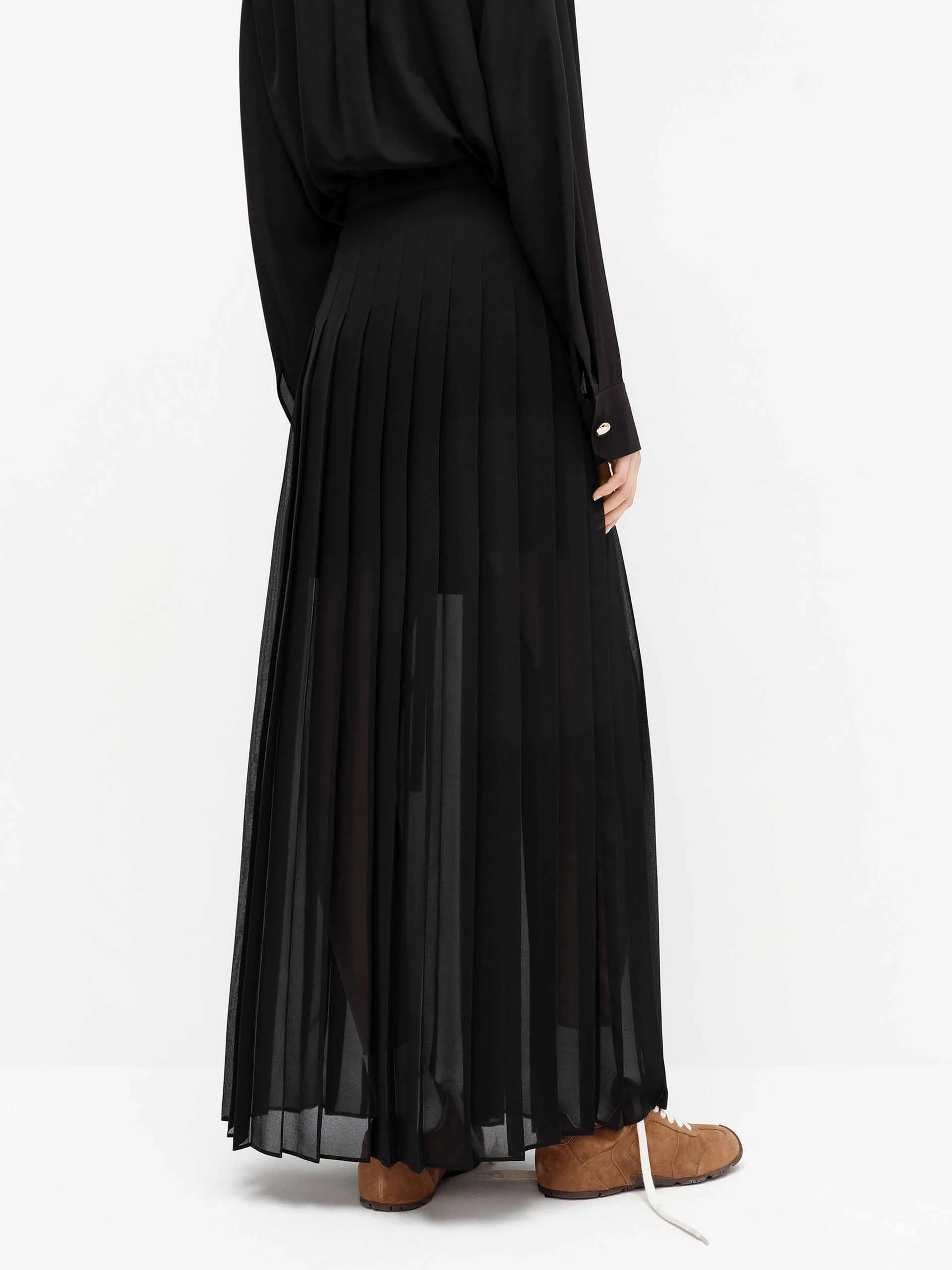 Pleated Detail Chiffon Skirt - Image 3