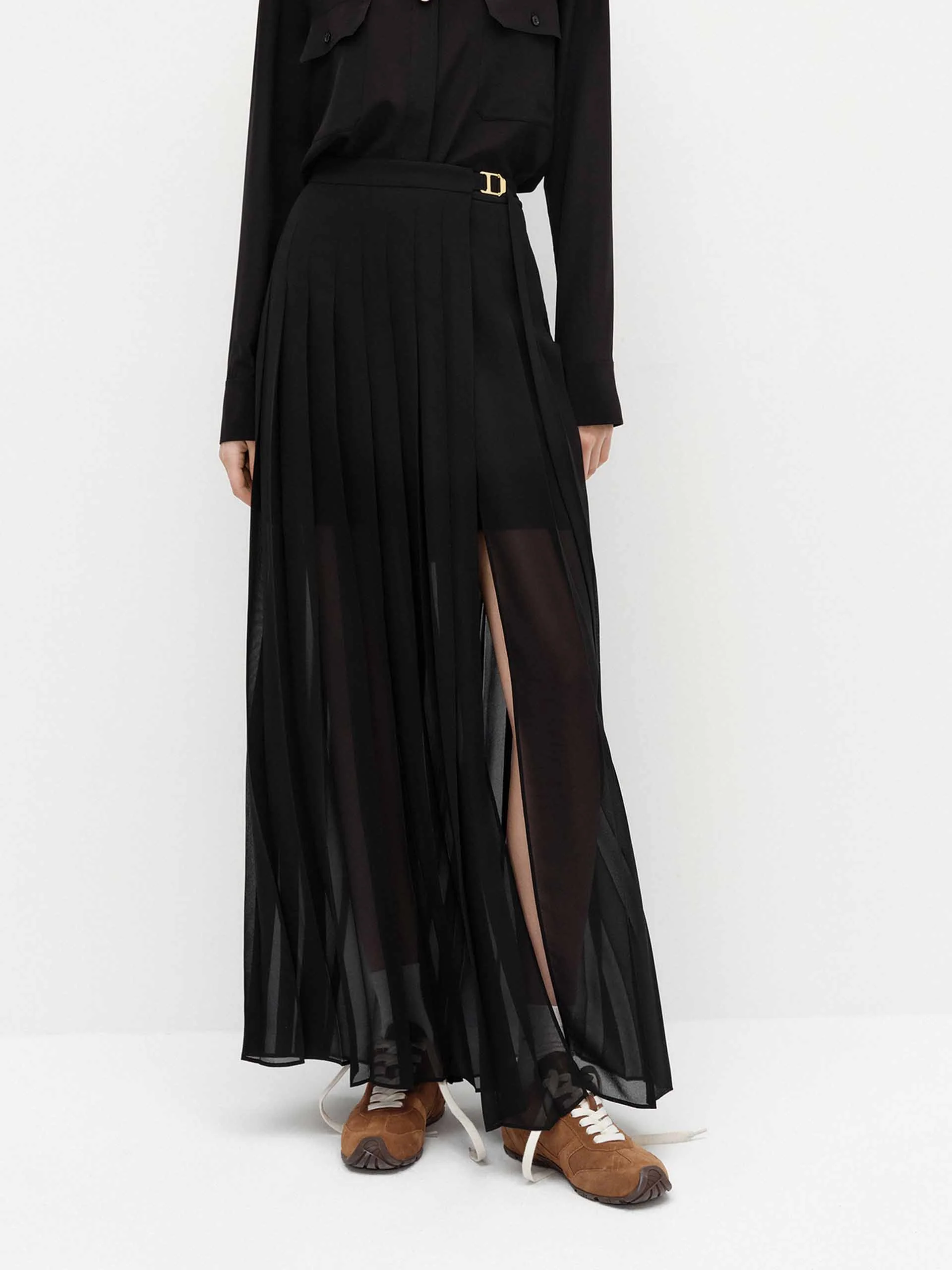 Pleated Detail Chiffon Skirt - Image 8