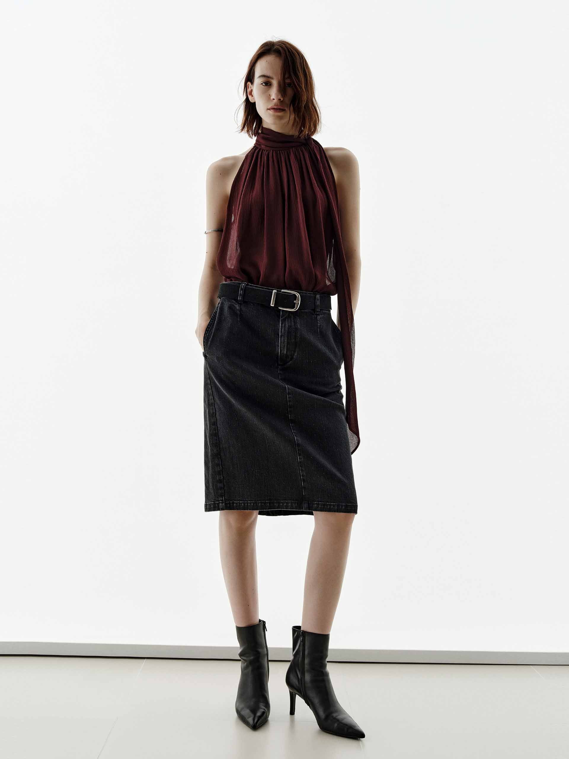 Pleated Detail Silk Blouse - Image 10