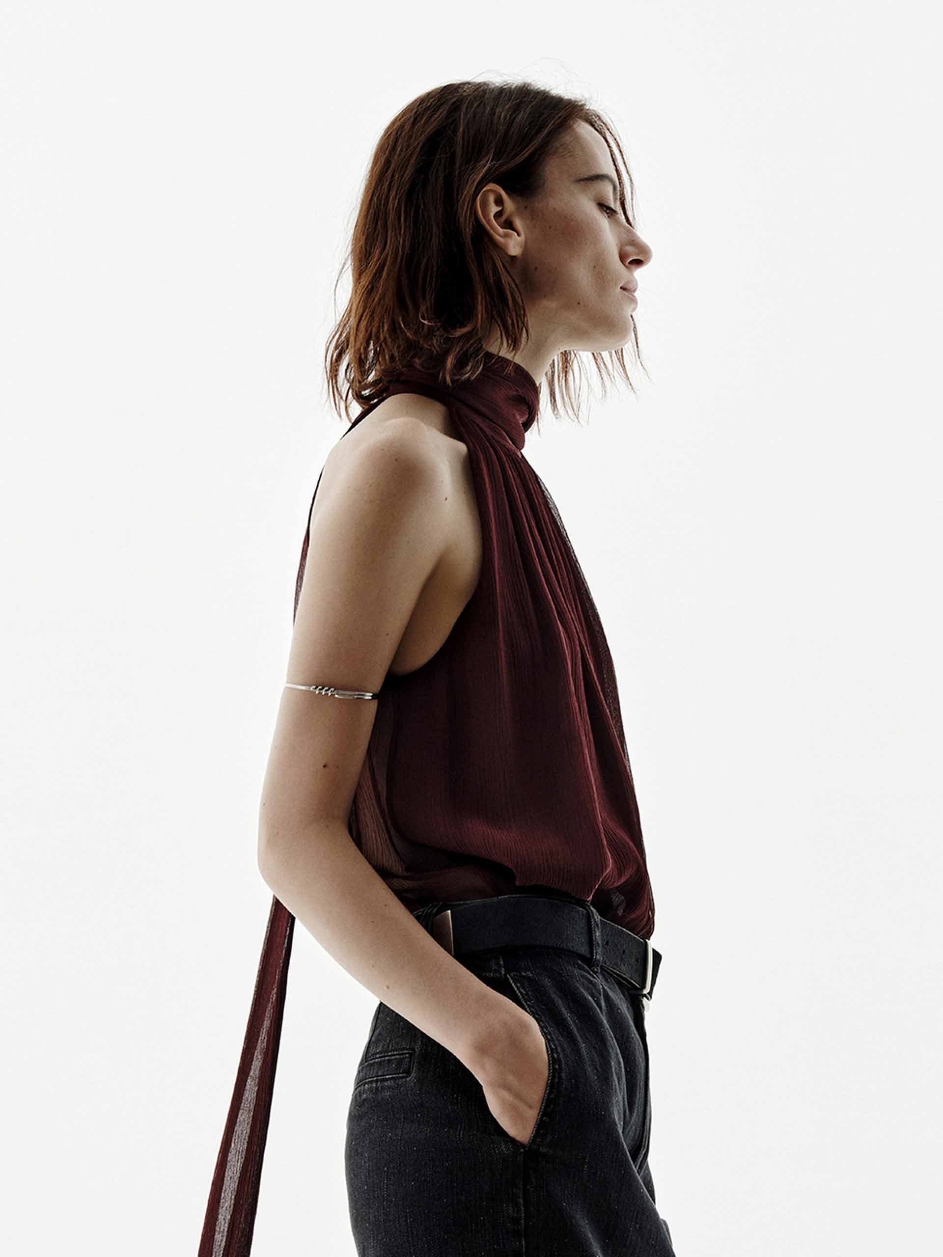 Pleated Detail Silk Blouse - Image 11