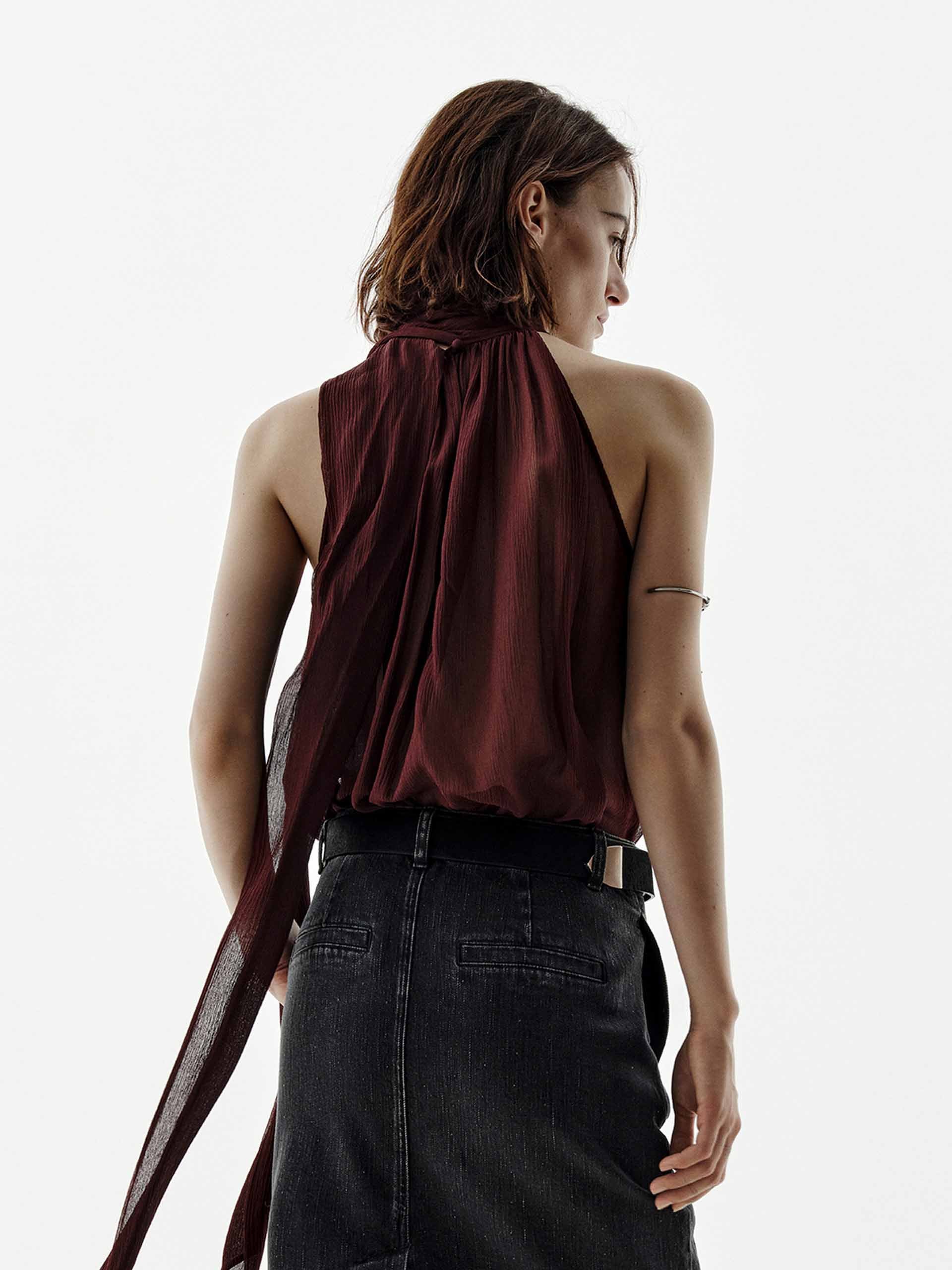 Pleated Detail Silk Blouse - Image 14