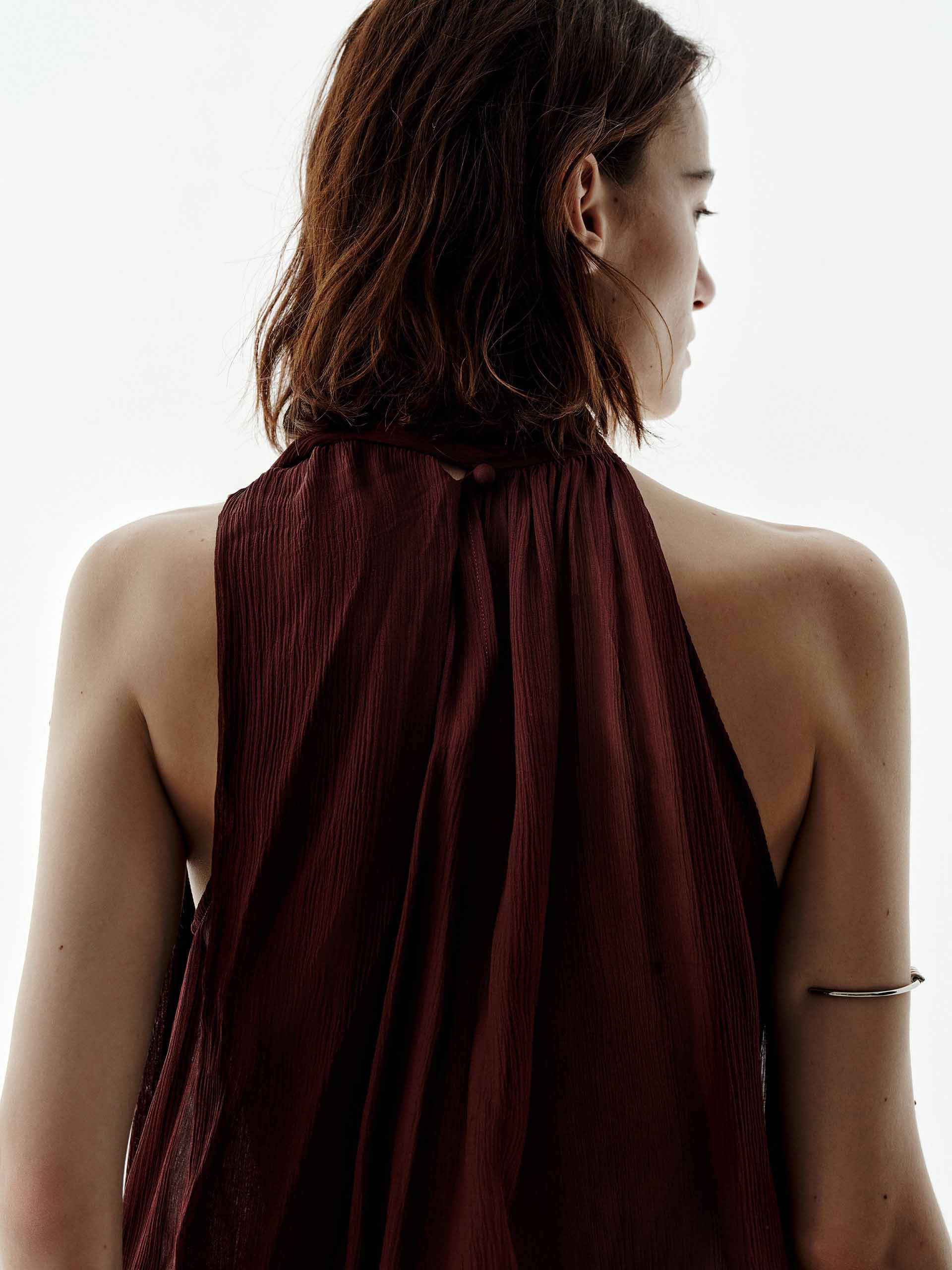 Pleated Detail Silk Blouse - Image 15
