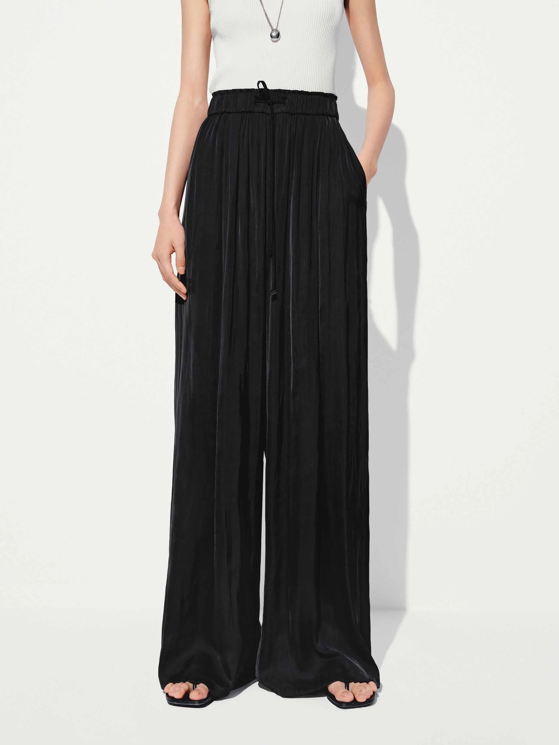 Pleated Drawstring Waist Trousers