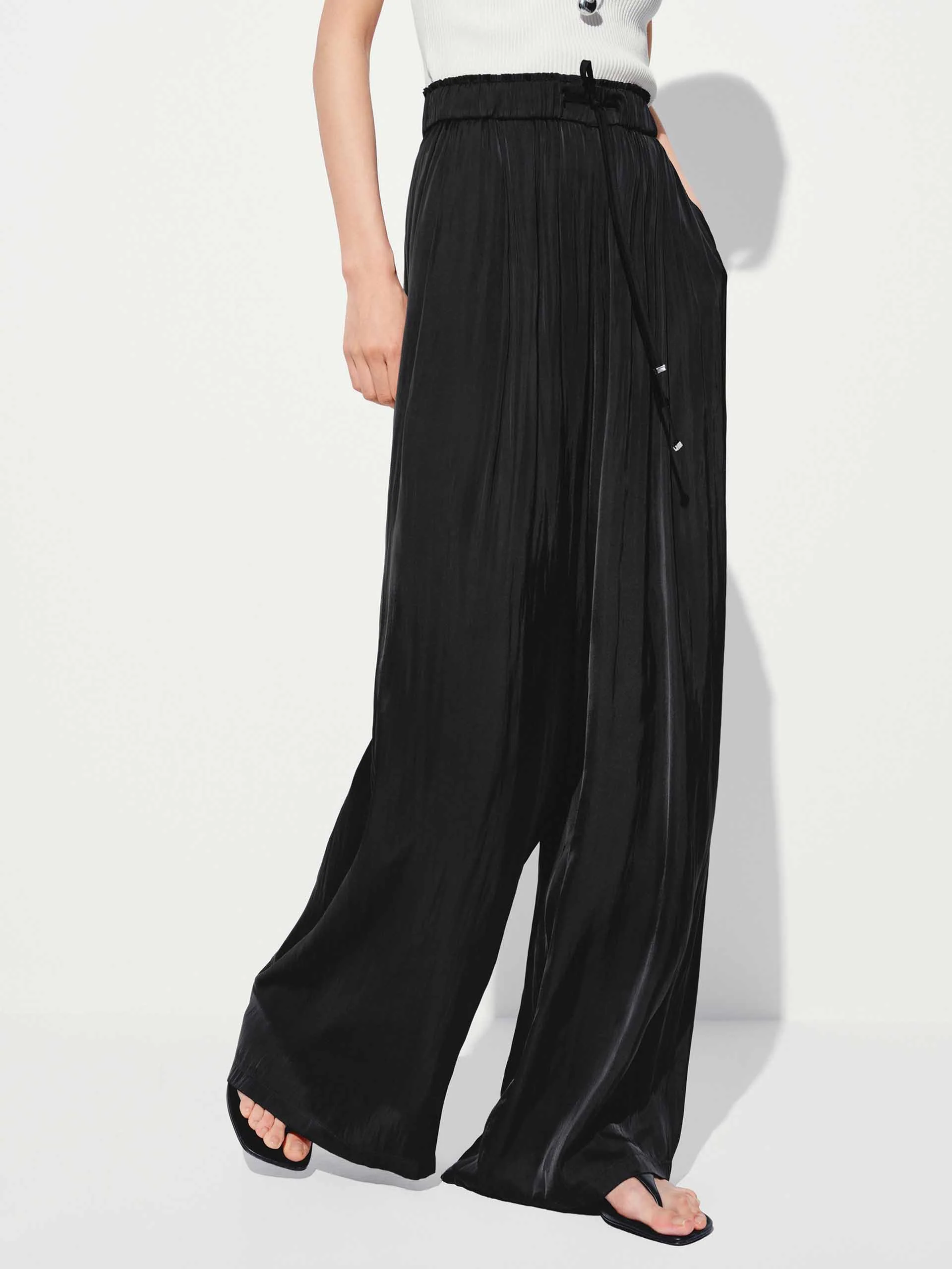 Pleated Drawstring Waist Trousers - Image 3