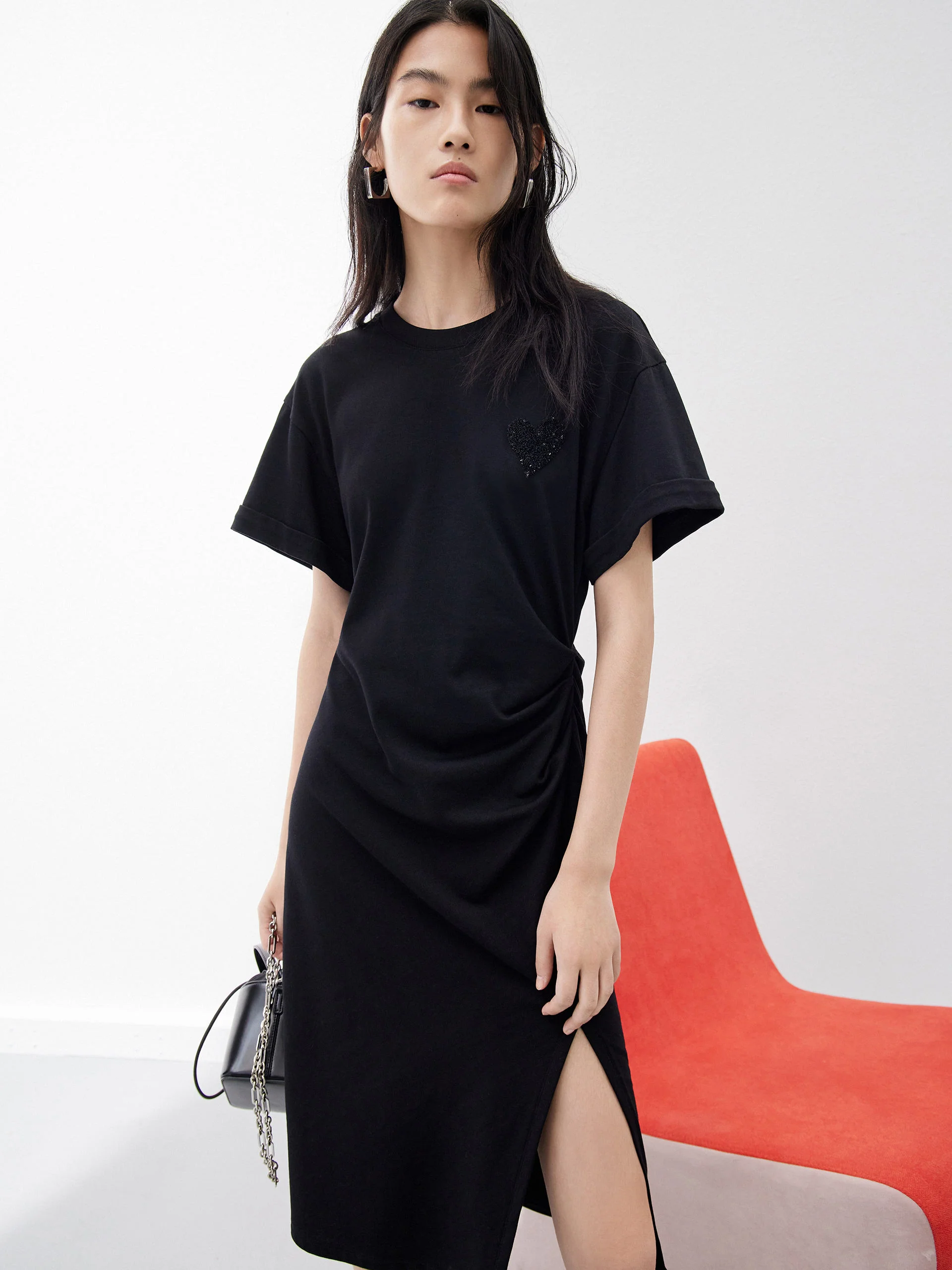 Pleated Sequin Details Dress - Image 8