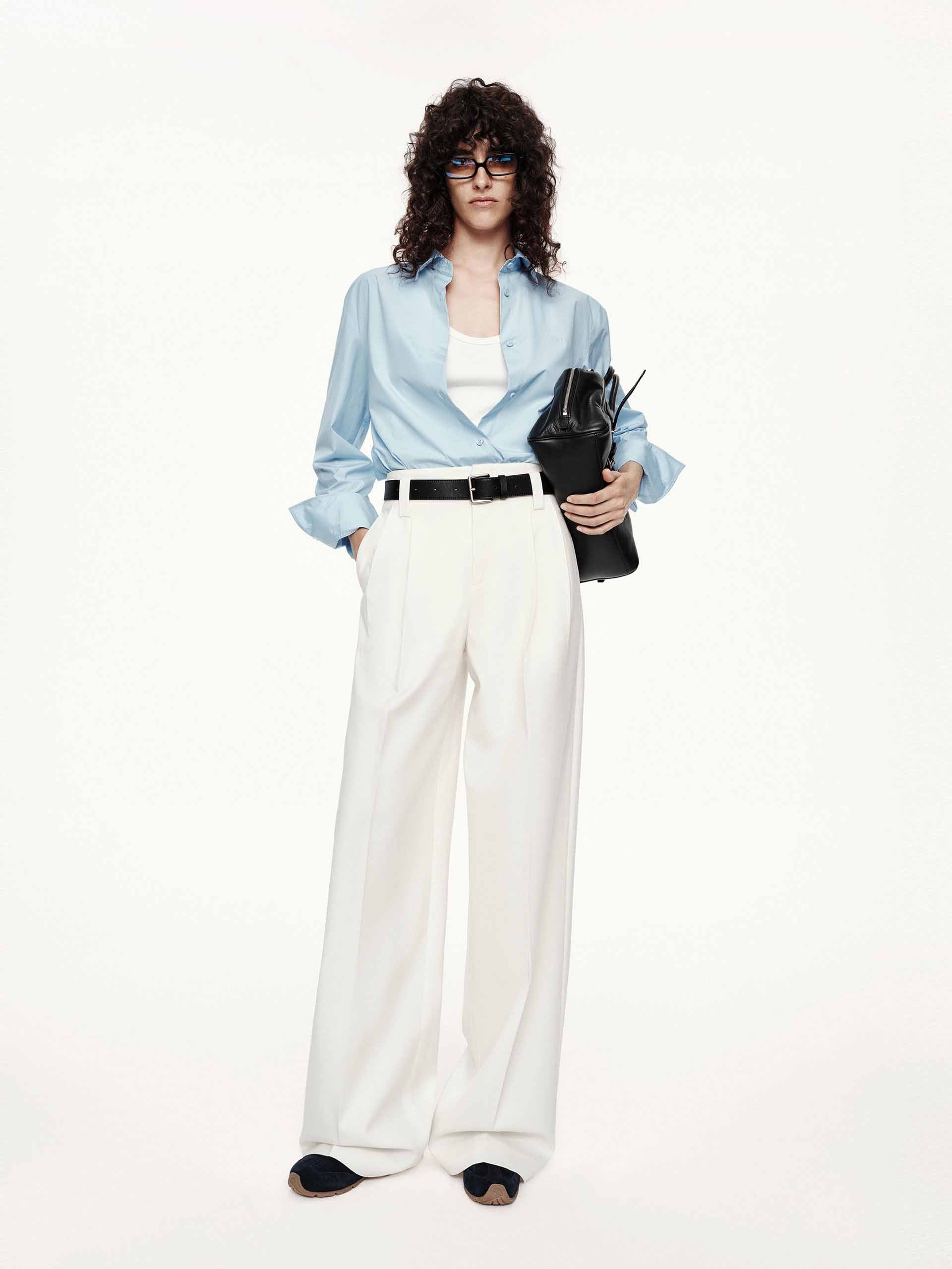 Pleated White Straight Trousers - Image 2