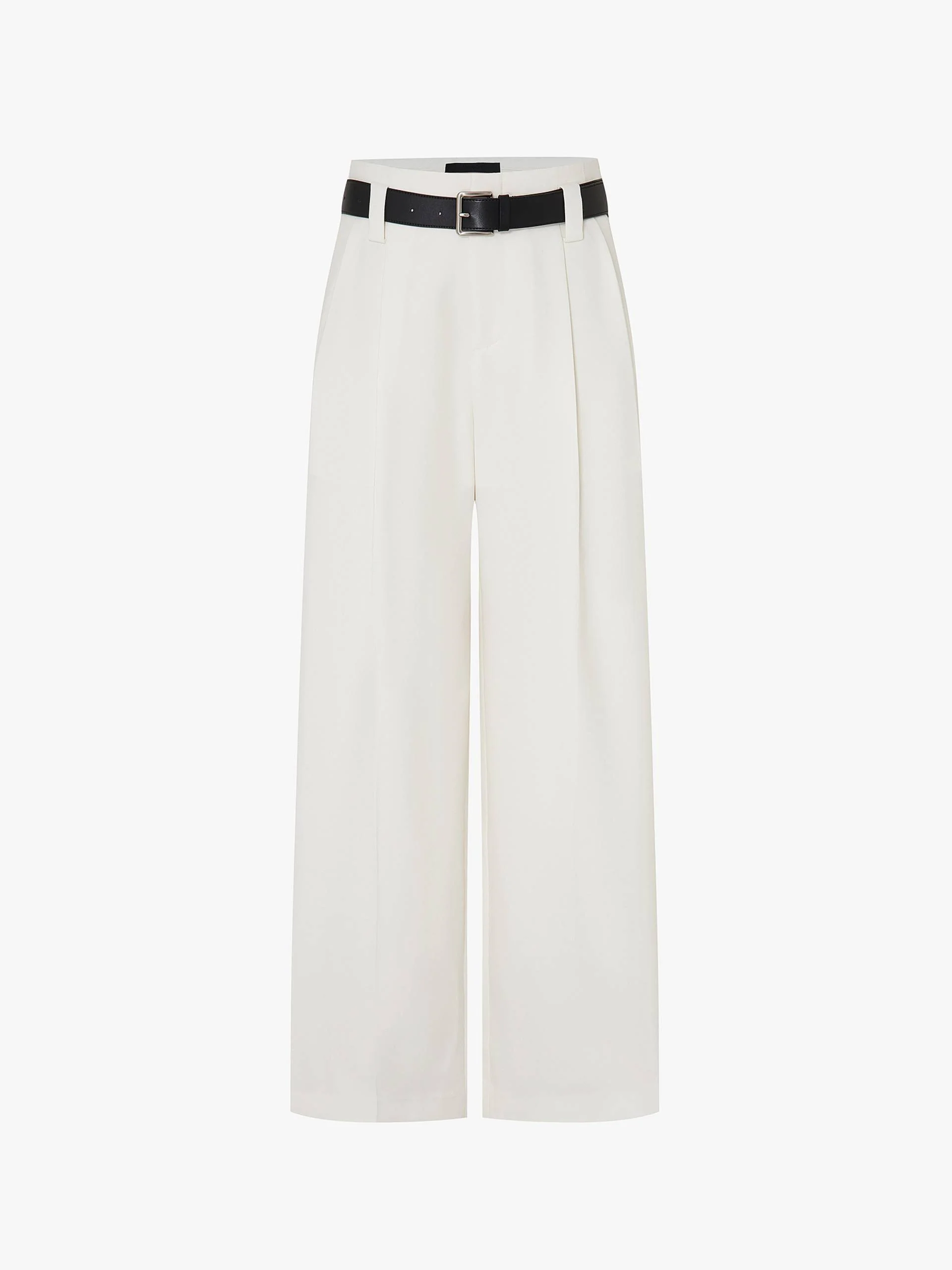 Pleated White Straight Trousers - Image 5