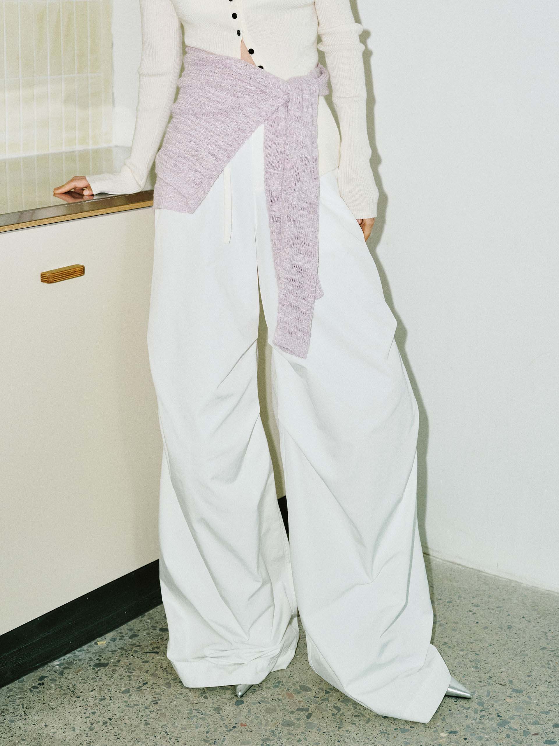 Pleated Wide Leg Cargo Pants