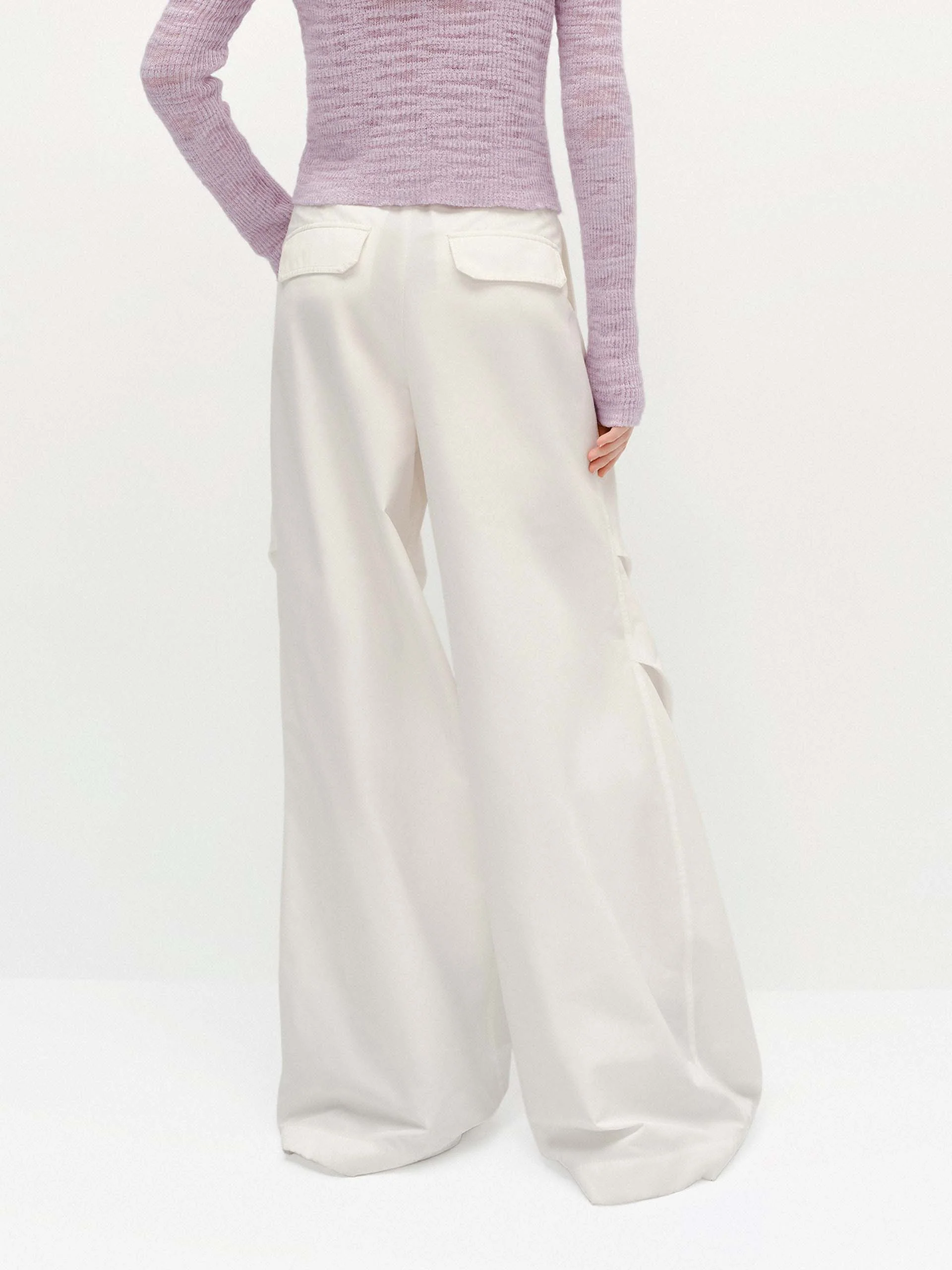 Pleated Wide Leg Cargo Pants - Image 3