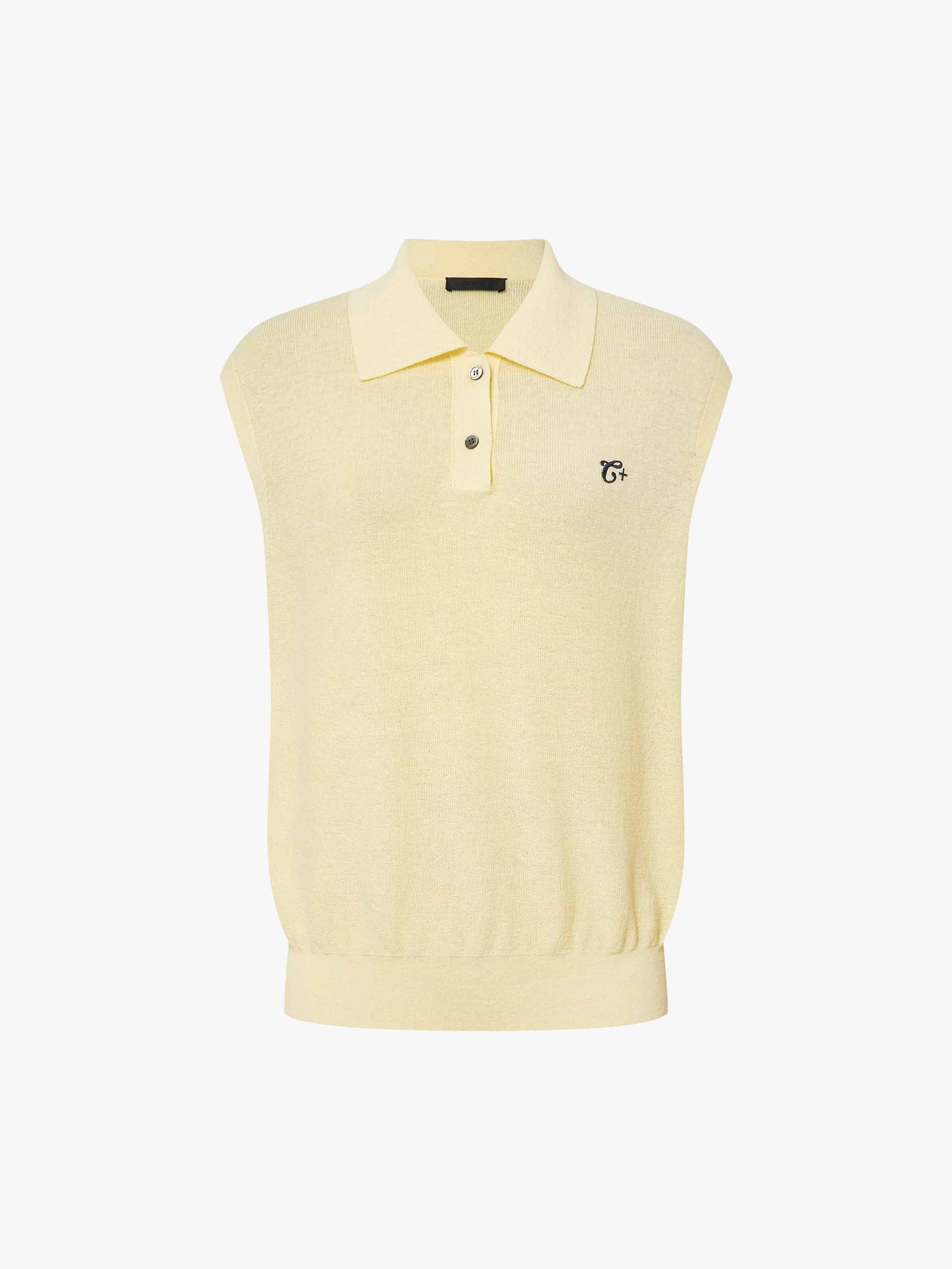 Polo Collar Linen Blend Knit Top - Image 12