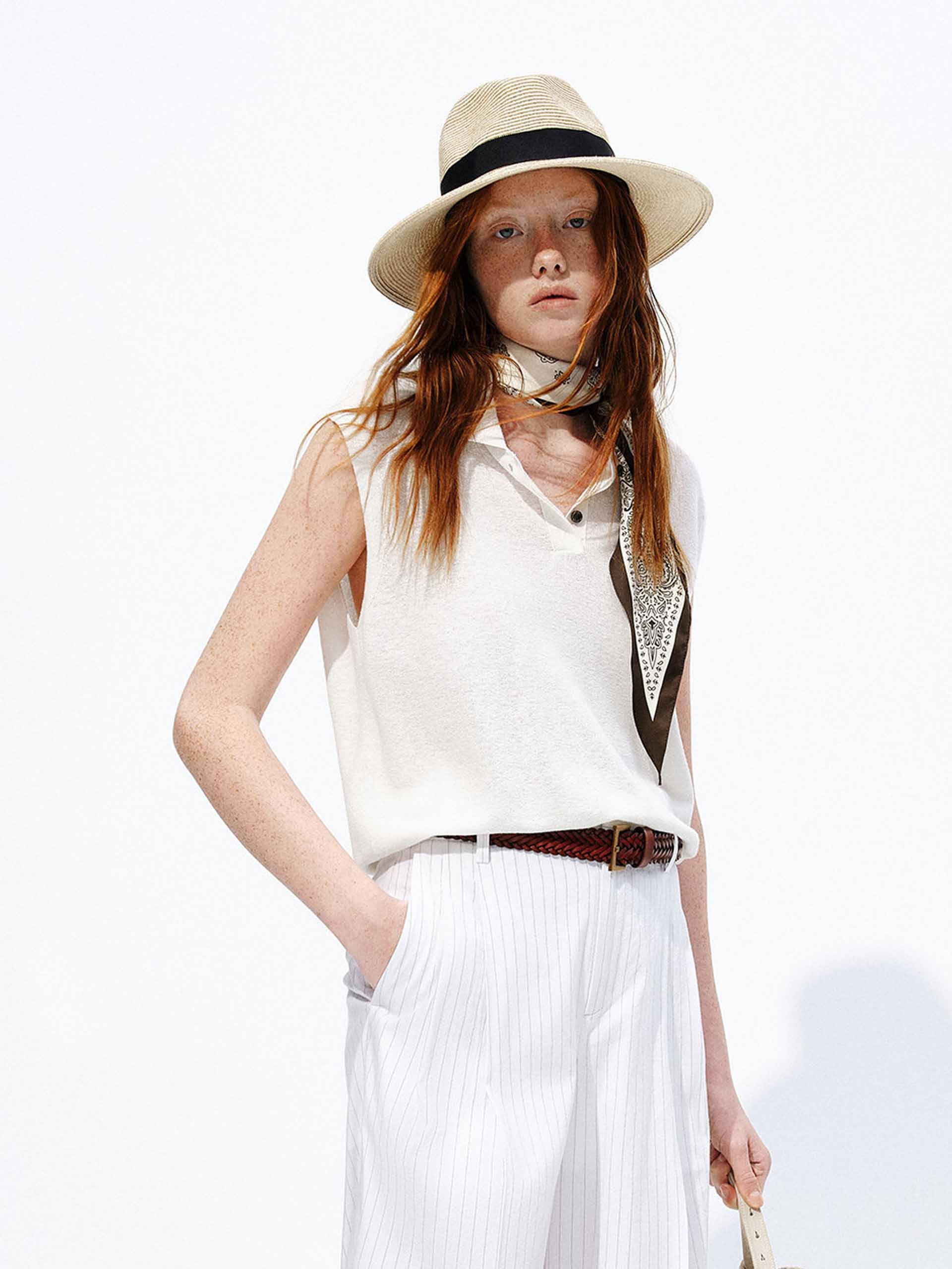 Polo Collar Linen Blend Knit Top - Image 22