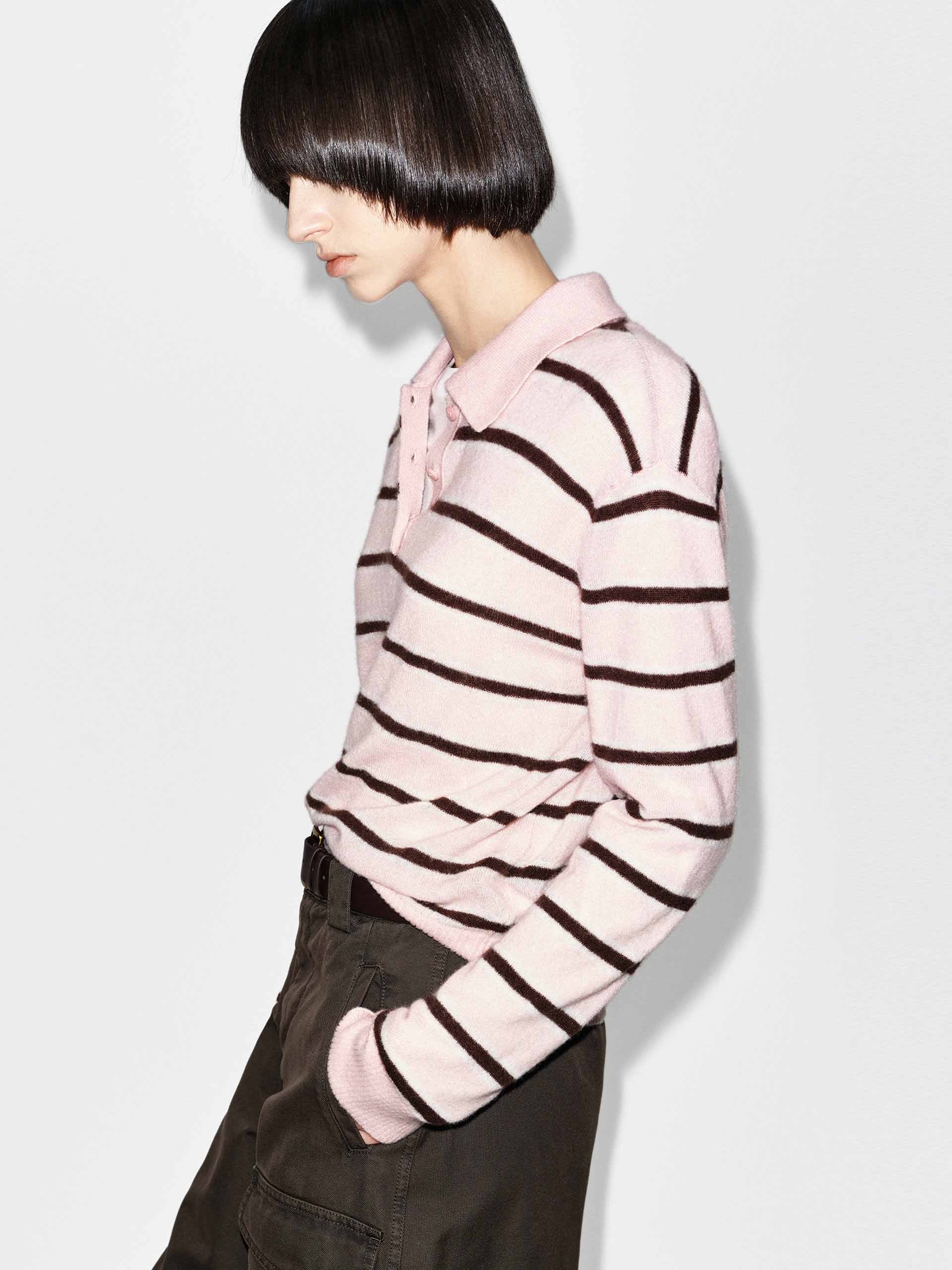 Polo Collar Stripe Sweater - Image 14