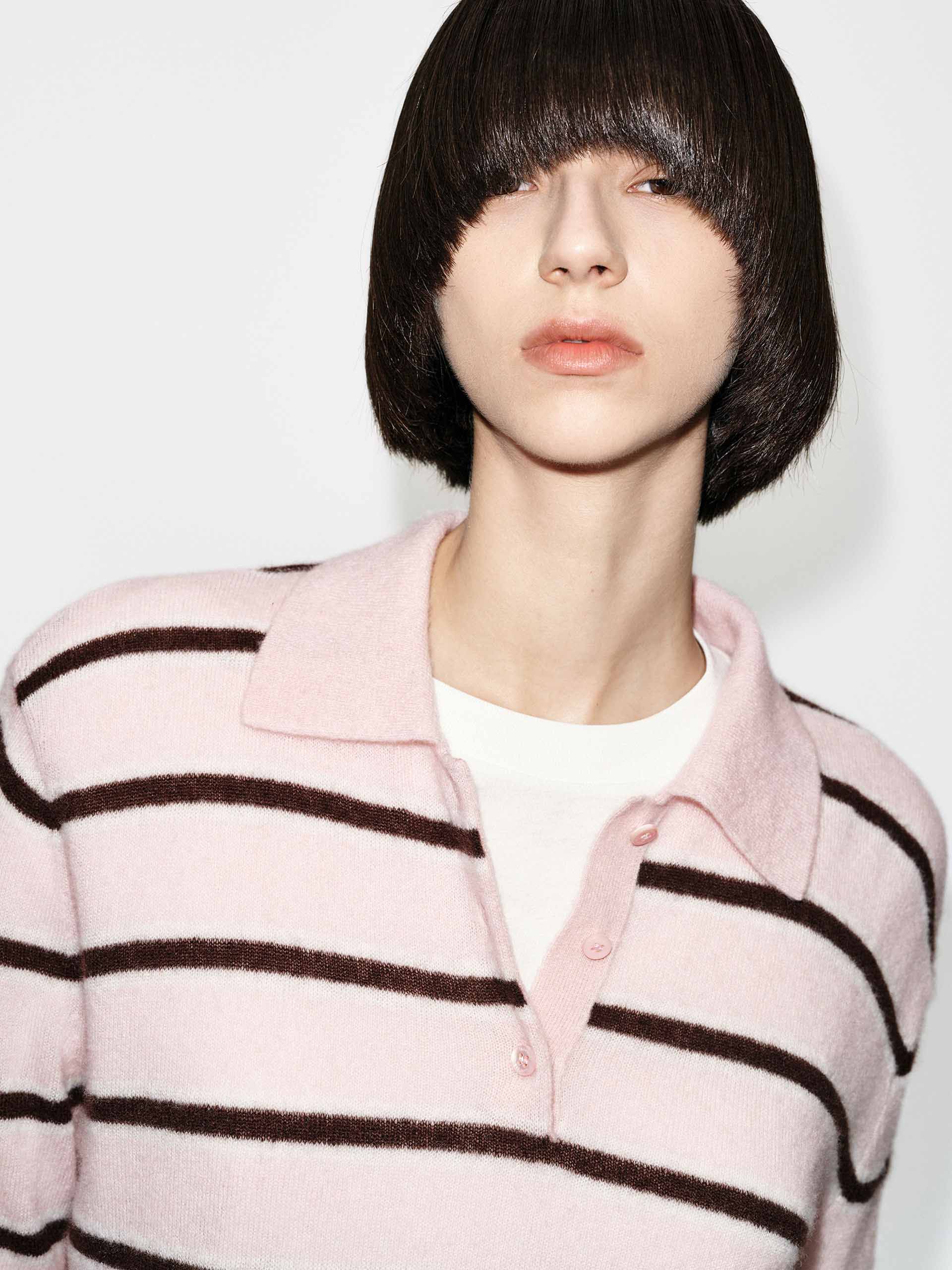 Polo Collar Stripe Sweater - Image 15