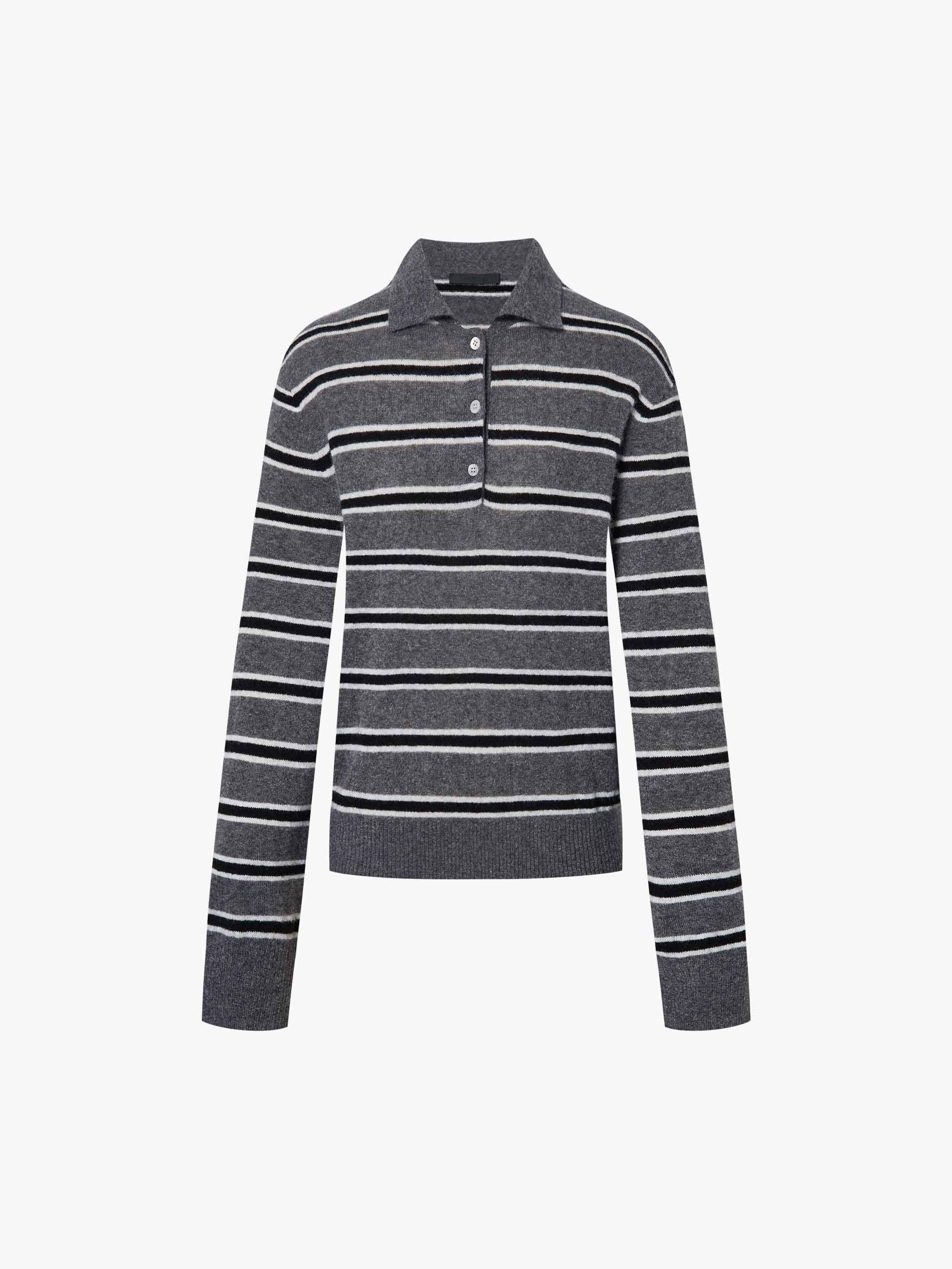 Polo Collar Stripe Sweater - Image 5
