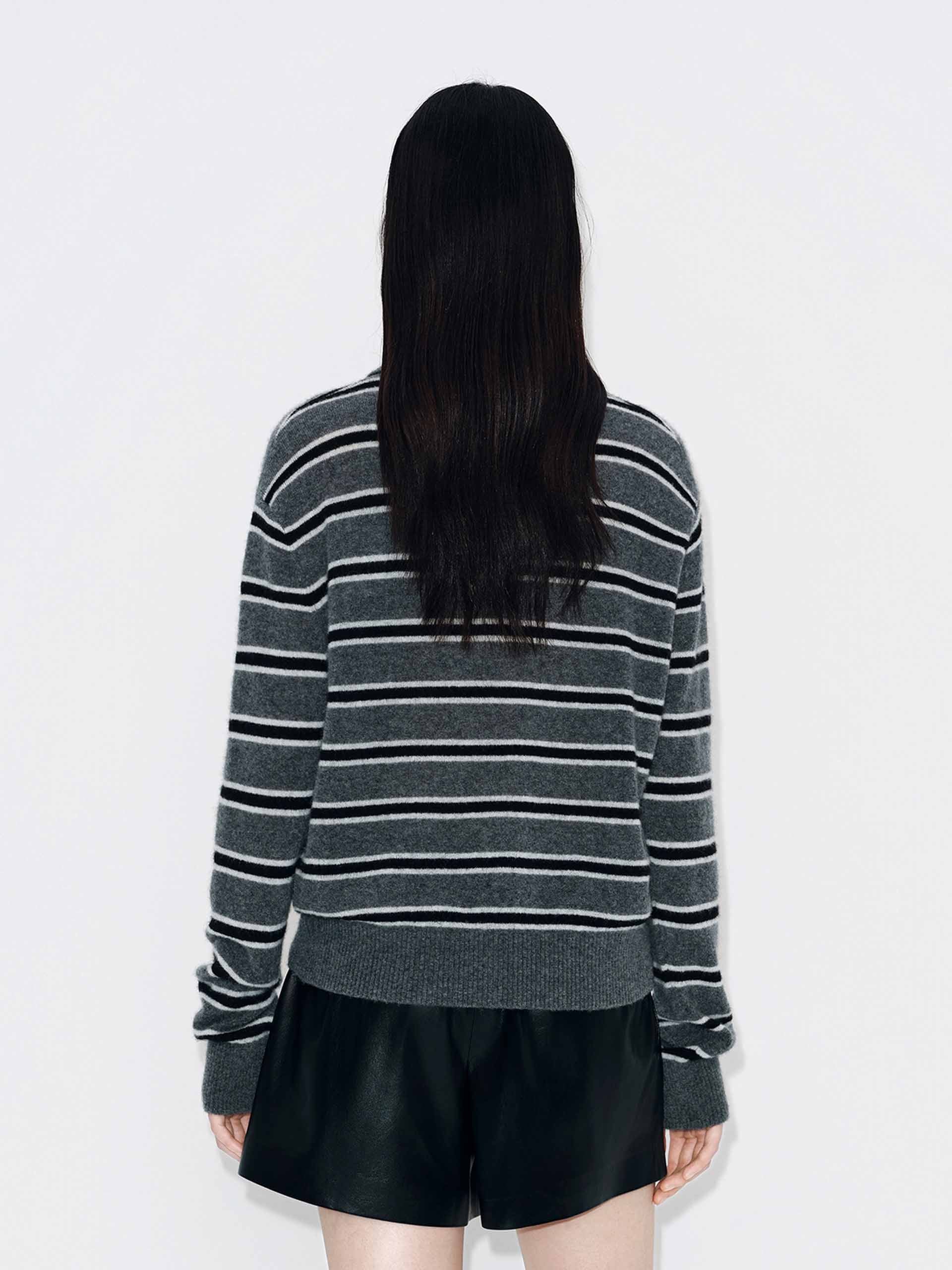 Polo Collar Stripe Sweater - Image 6